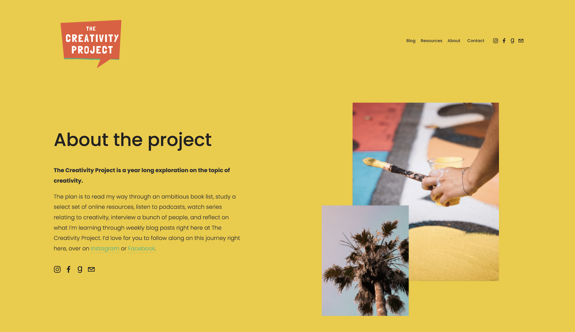 Website screenshot from my original 'the creativity' project
