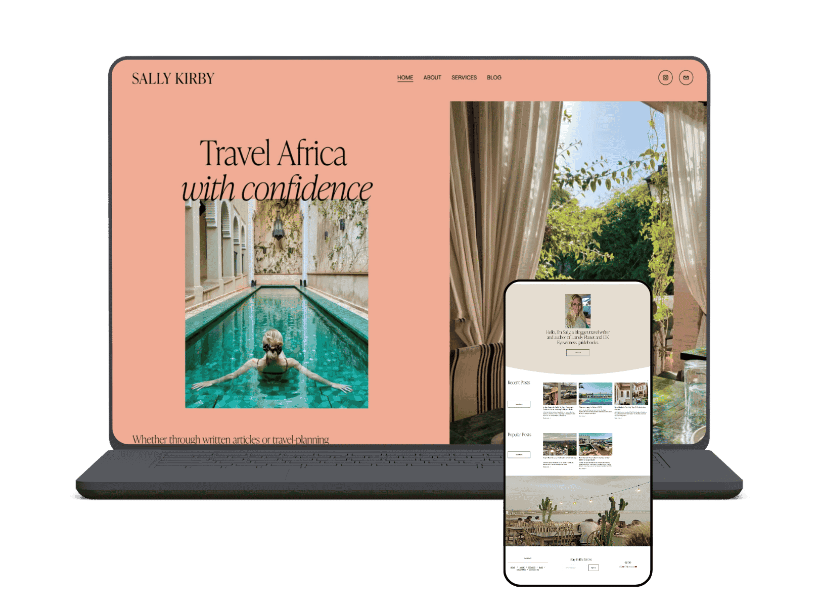 I helped travel writer Sally Kirby relaunch with a fresh Squarespace design.