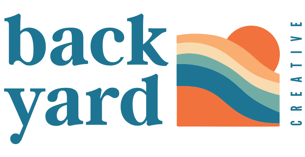 Backyard Creative logo featuring text next to a stylized sunset over rolling hills, in a design style common to Squarespace.