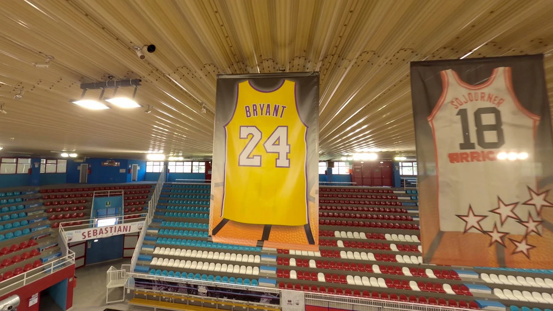 FPV drone view from CNN Originals’ Kobe: The Making of a Legend, showing a basketball environment captured with dynamic aerial movement for the sports documentary series.