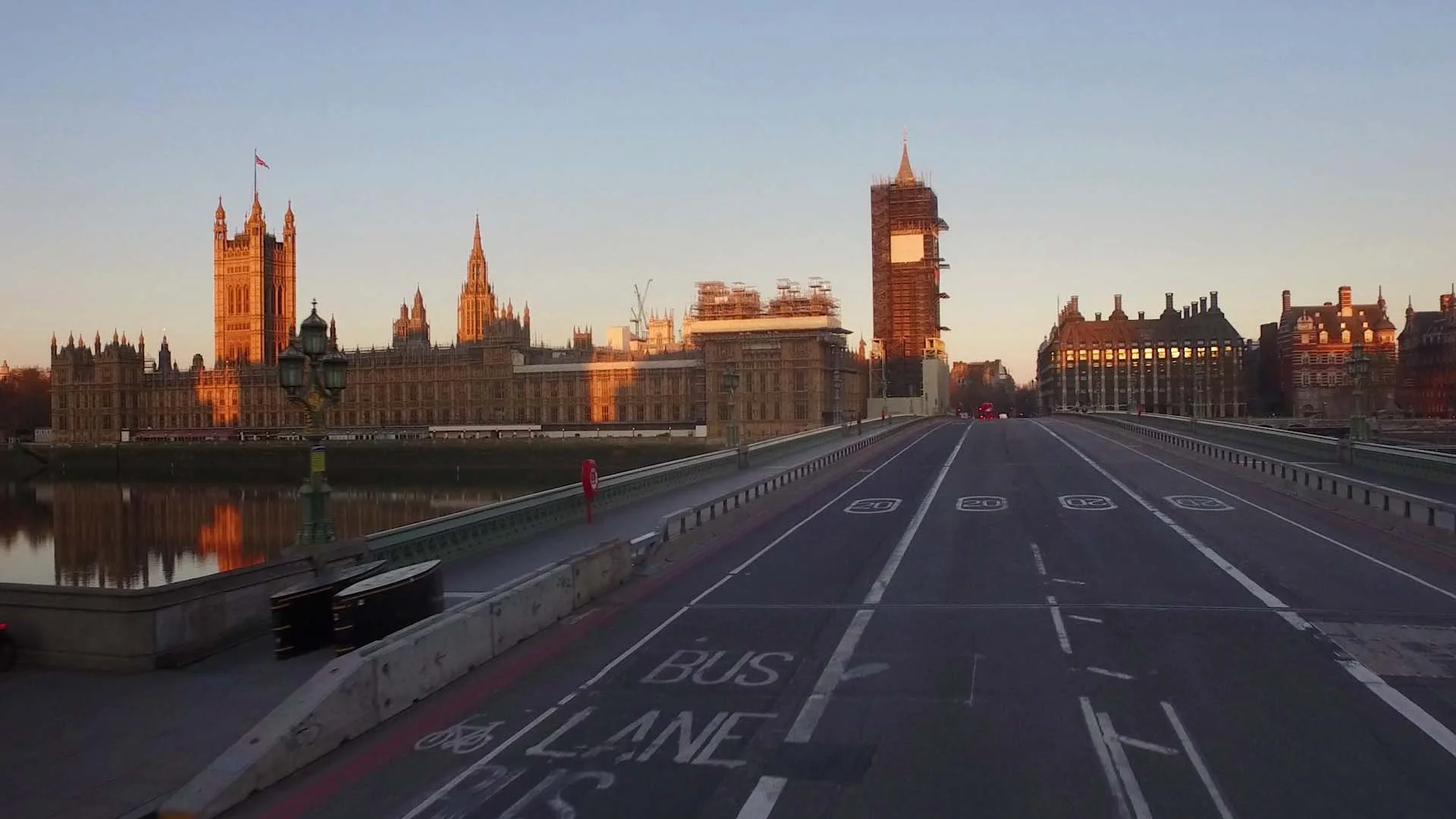 Aerial drone view during the Covid-19 pandemic, showing a quiet urban environment and the unusual scale of disruption during lockdown restrictions.