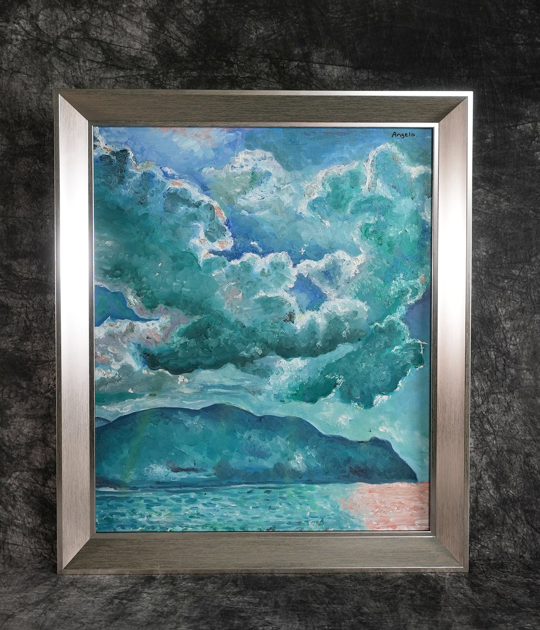 "Clouds" by Angela Wang G7.
Oil on Canvas.
29 x 69 cm.
Starting bid at 985 RMB