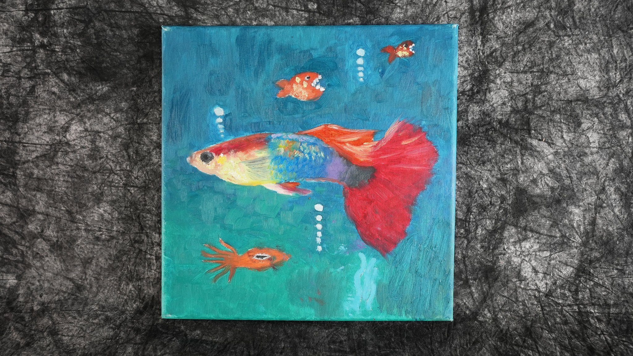 "Fish One and Two" by Hannah, 6B.
2 paintings- Acrylic on canvas
29 x 20 cm each
Set starting bid: 200 RMB