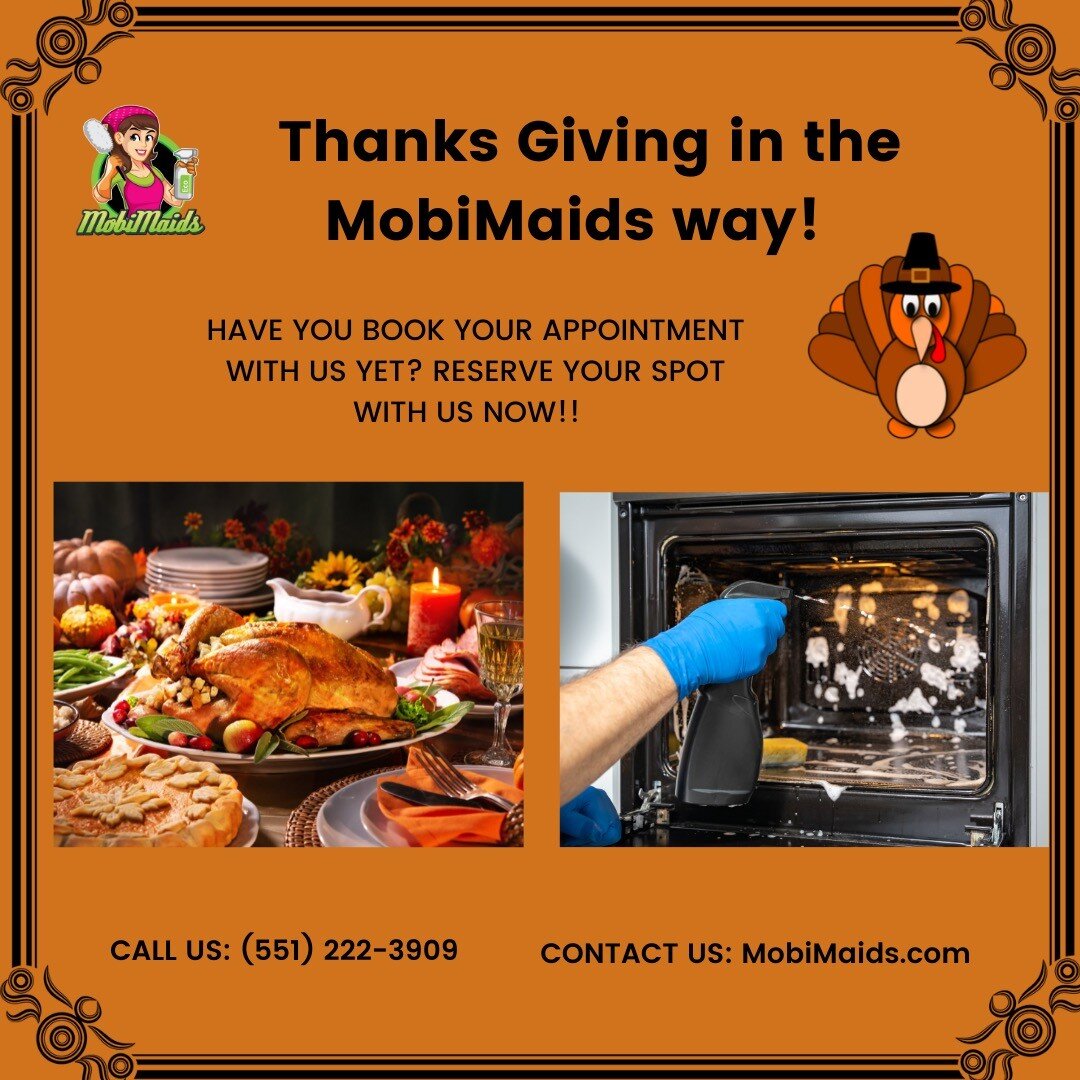 Thanks Giving is around the corner and everyone wants to celebrate in family. Let us do the cleaning while you enjoy your holiday 

#holiday #thanksgiving #cleaning #maids #mobimaids #food #cooking