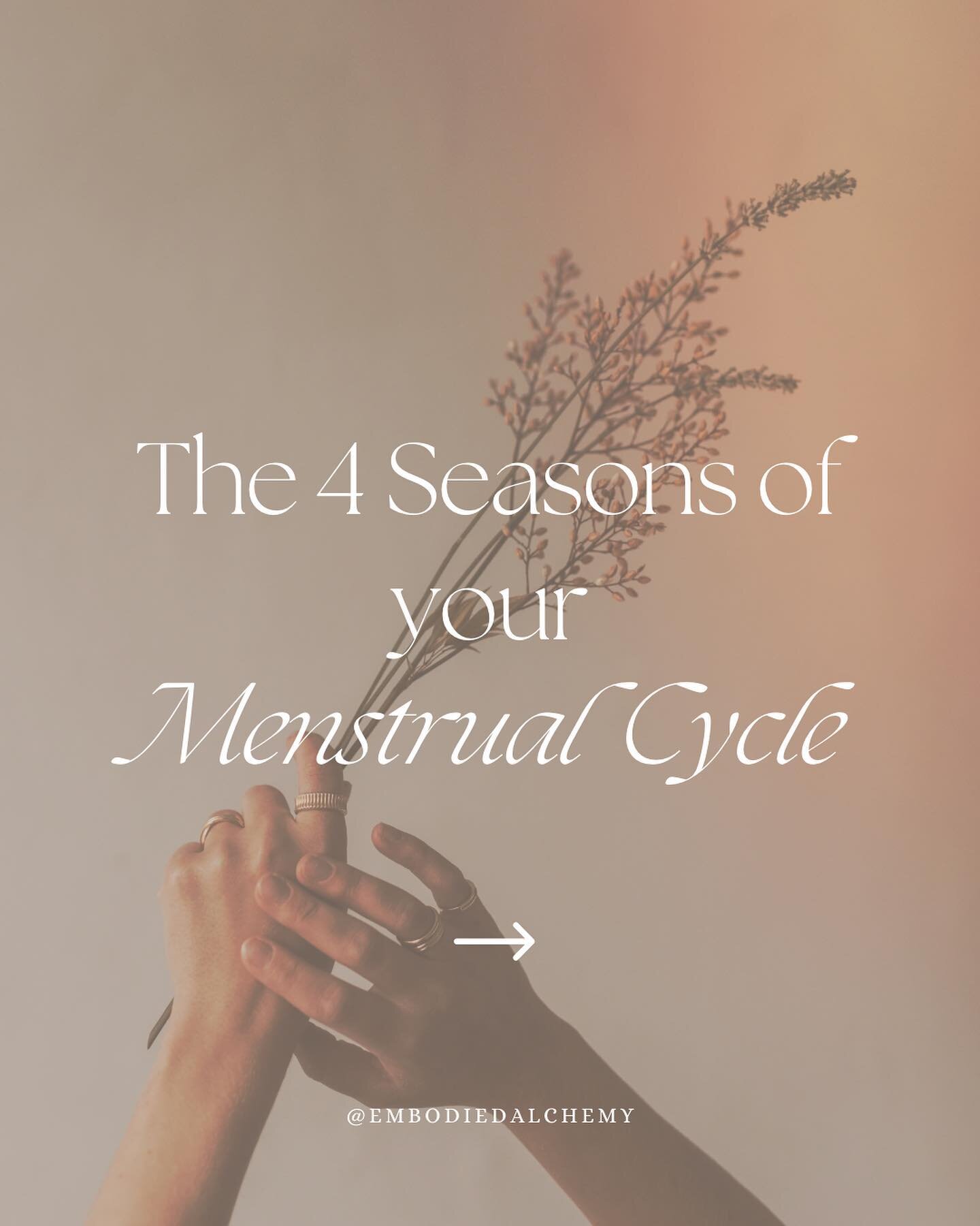 Embracing the ebbs and flows of our menstrual cycle, just like the changing seasons. 

From the blossoming energy of spring to the nurturing embrace of summer, the introspective retreat of autumn, and the gentle surrender of winter. 

Each phase hold