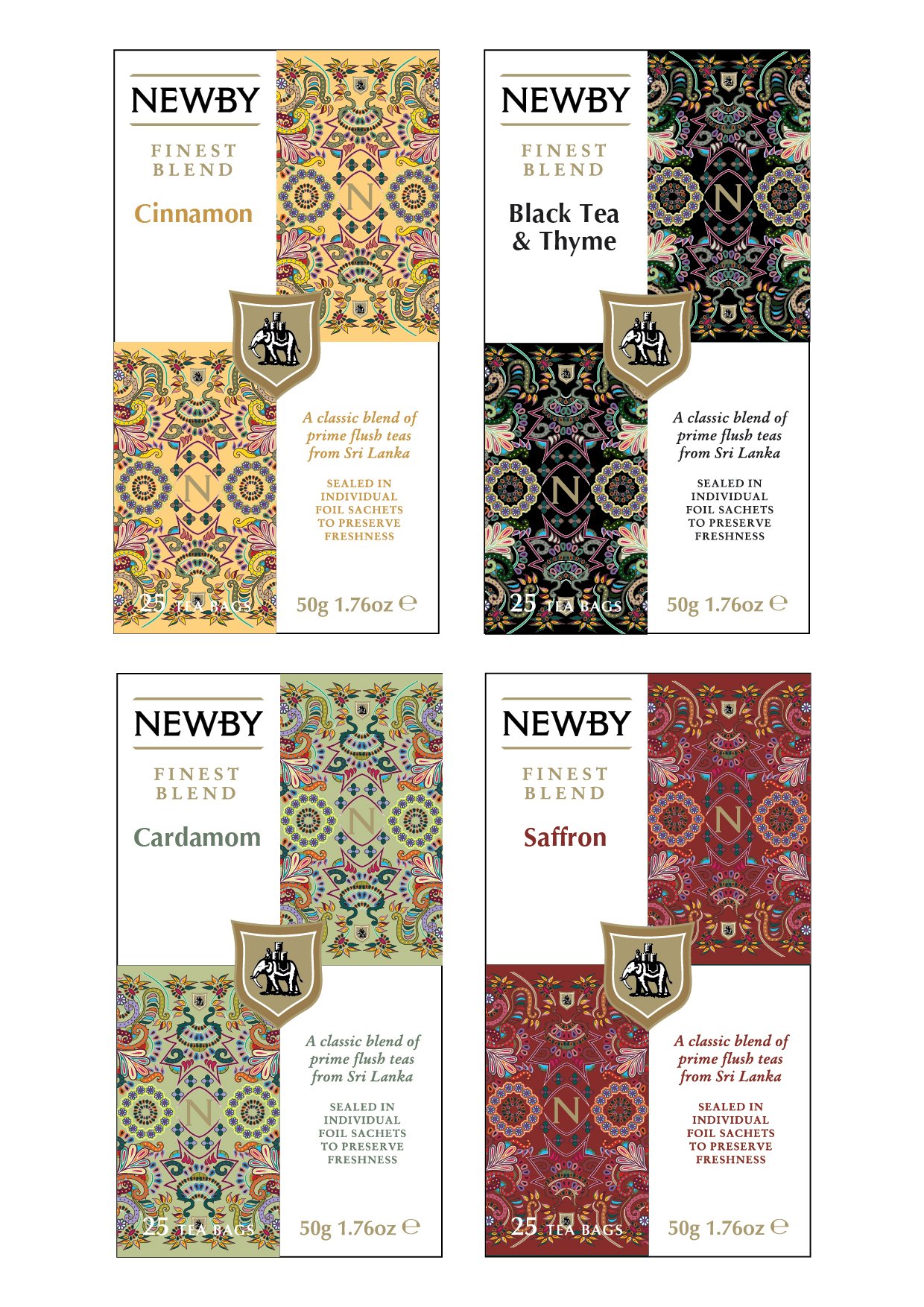 Custom illustration for Newby Teas spiced Sri Lankan tea range.