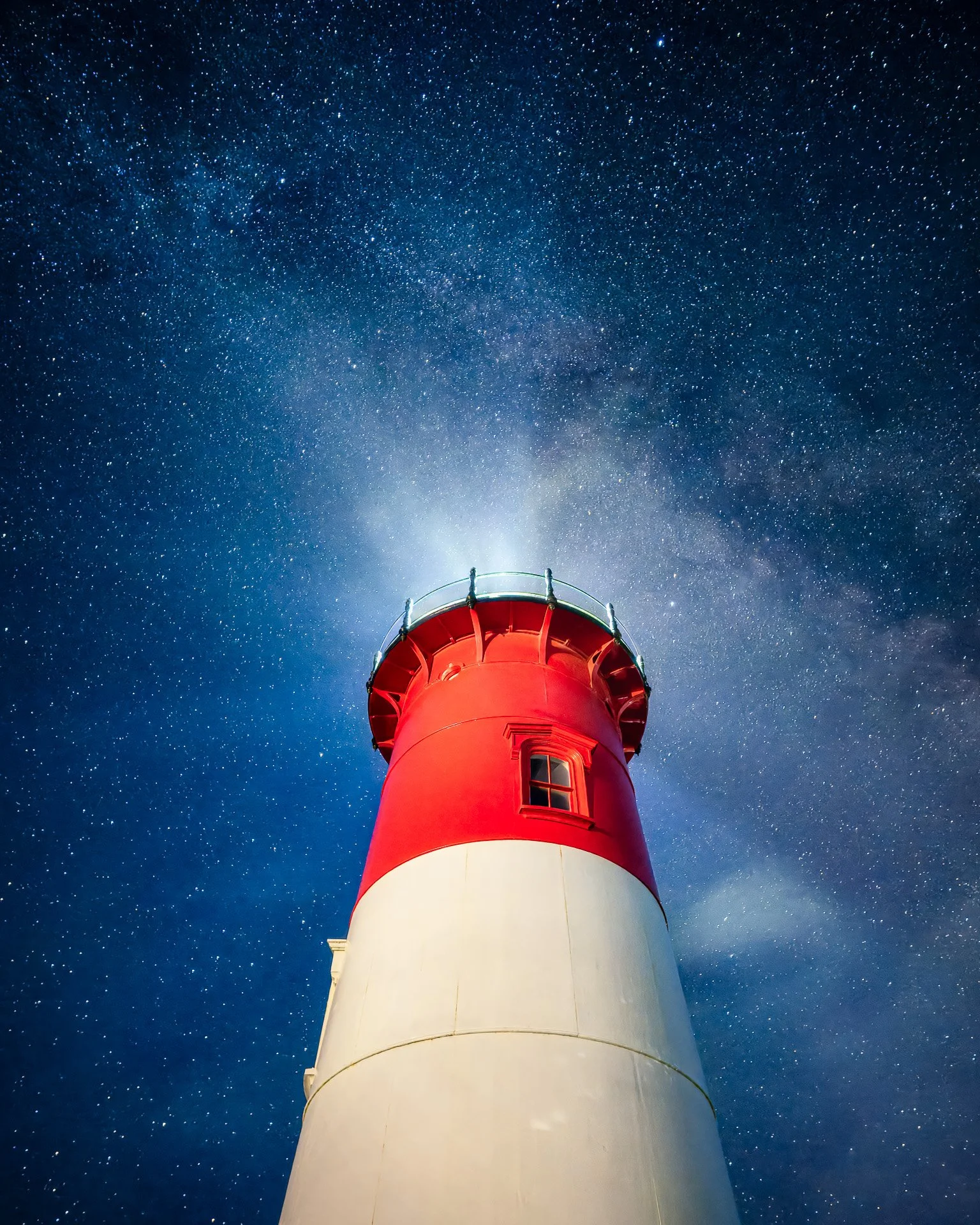 Nauset Lighthouse on Cape Cod with the milky way night sky