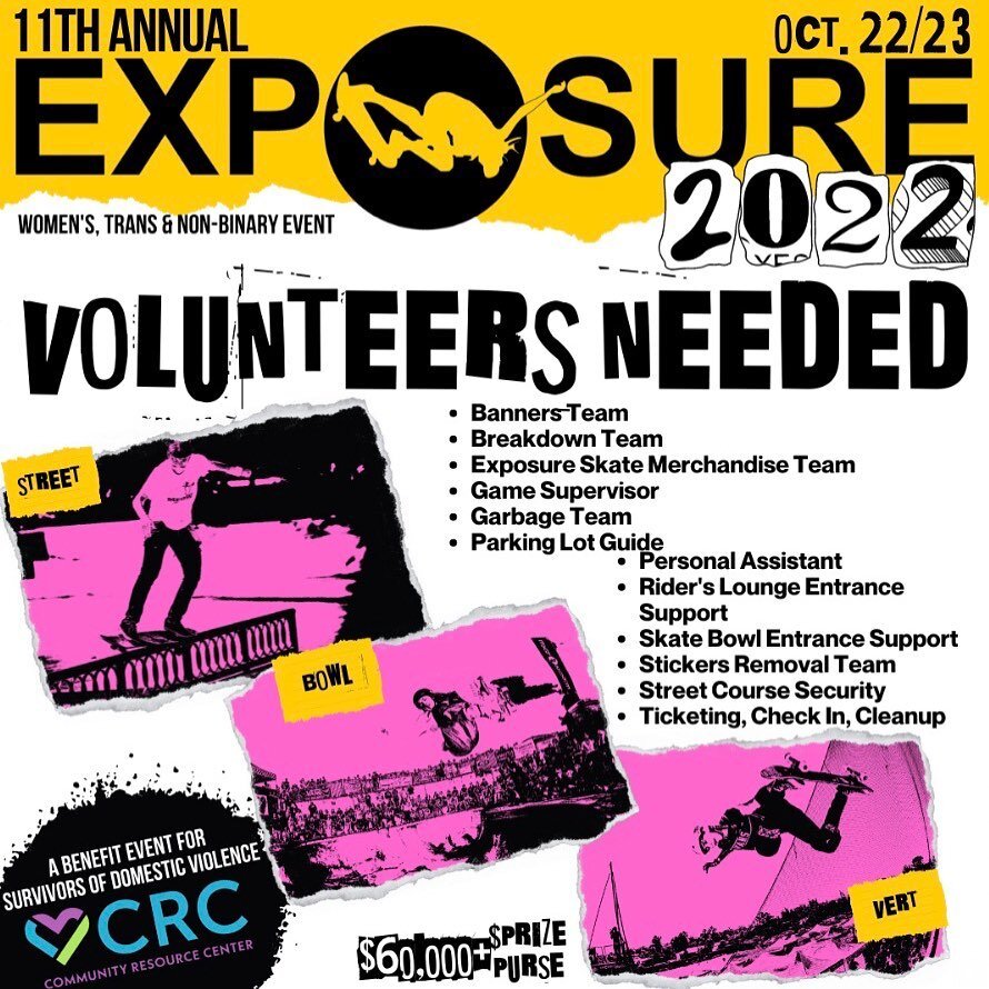 Support trans, nonbinary, and women athletes by volunteering! We are still seeking volunteers to help put on Exposure Skate on October 22nd-23rd in Encinitas. Volunteers will get a free t-shirt (while supplies last), food and snacks, and a behind-the