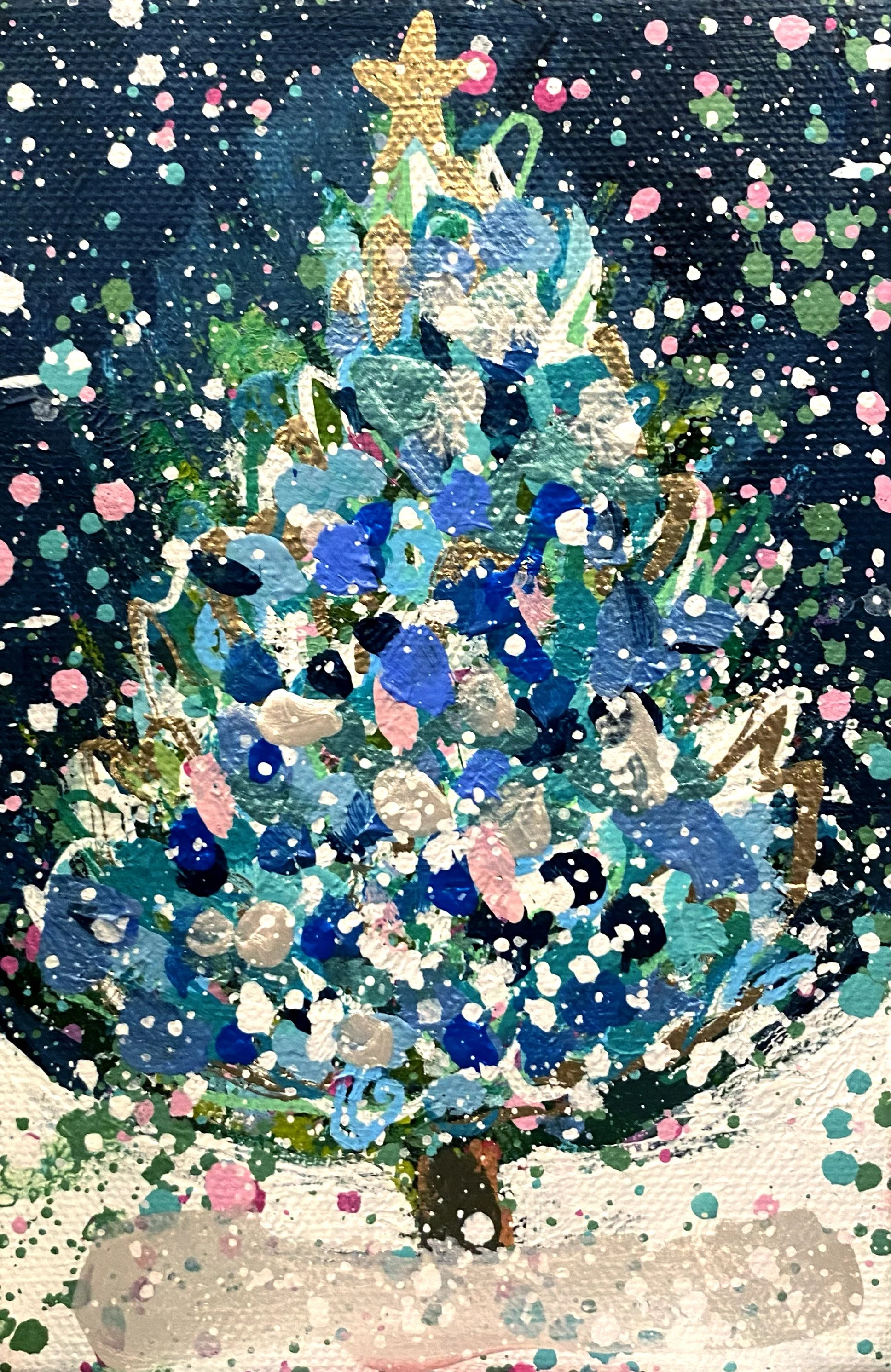 Winter Trees 08, 4x6 original painting on canvas