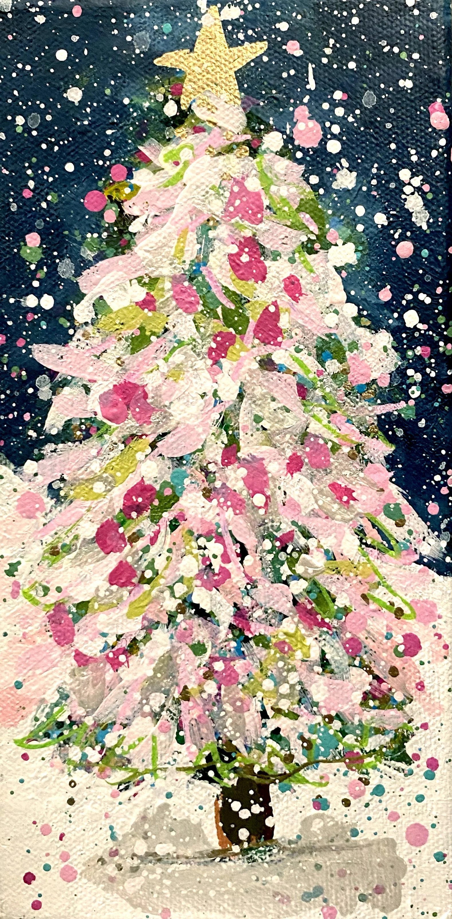 Winter Trees 03, 4x8 original painting on canvas