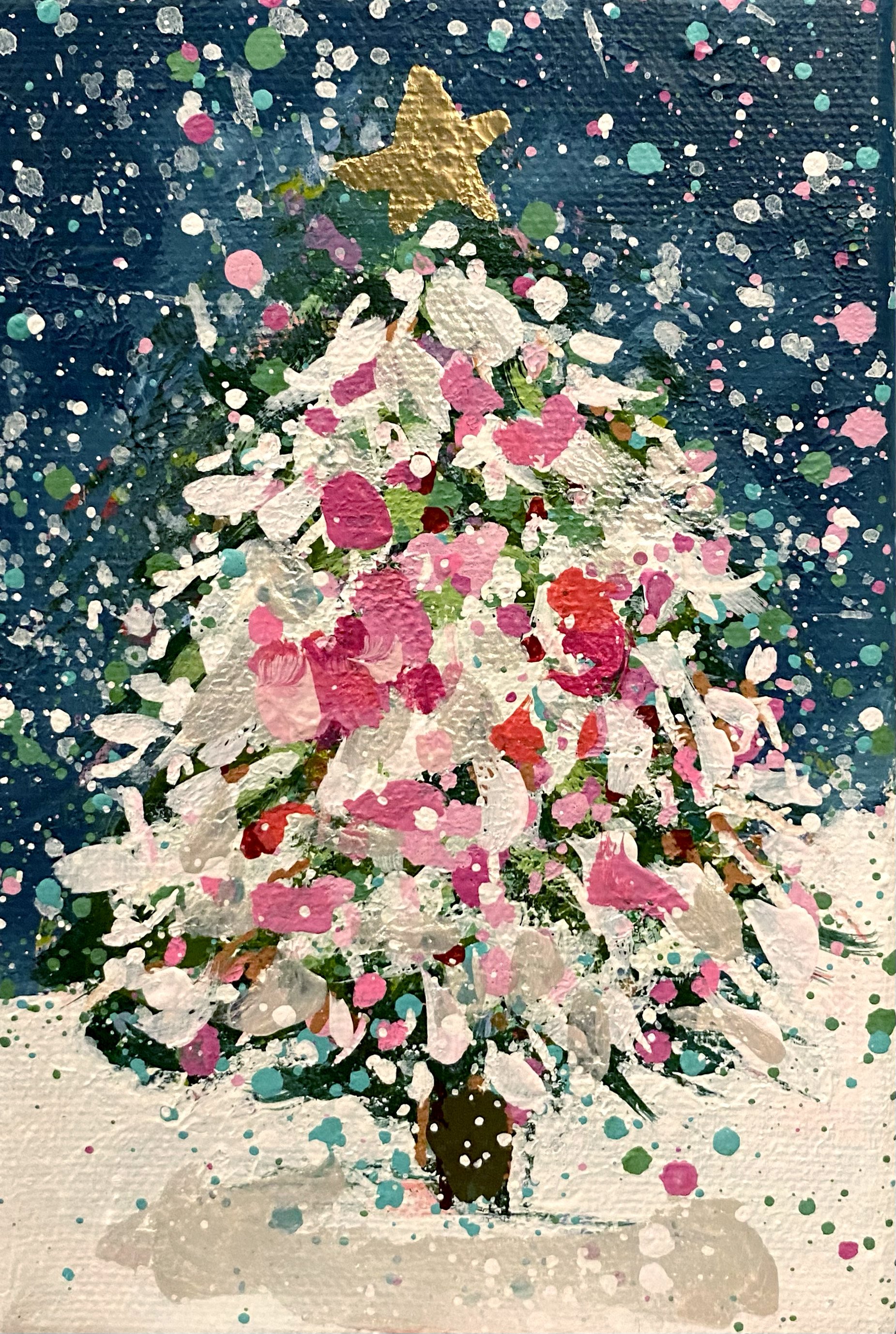 Winter Trees 16, 4x6 original painting on canvas