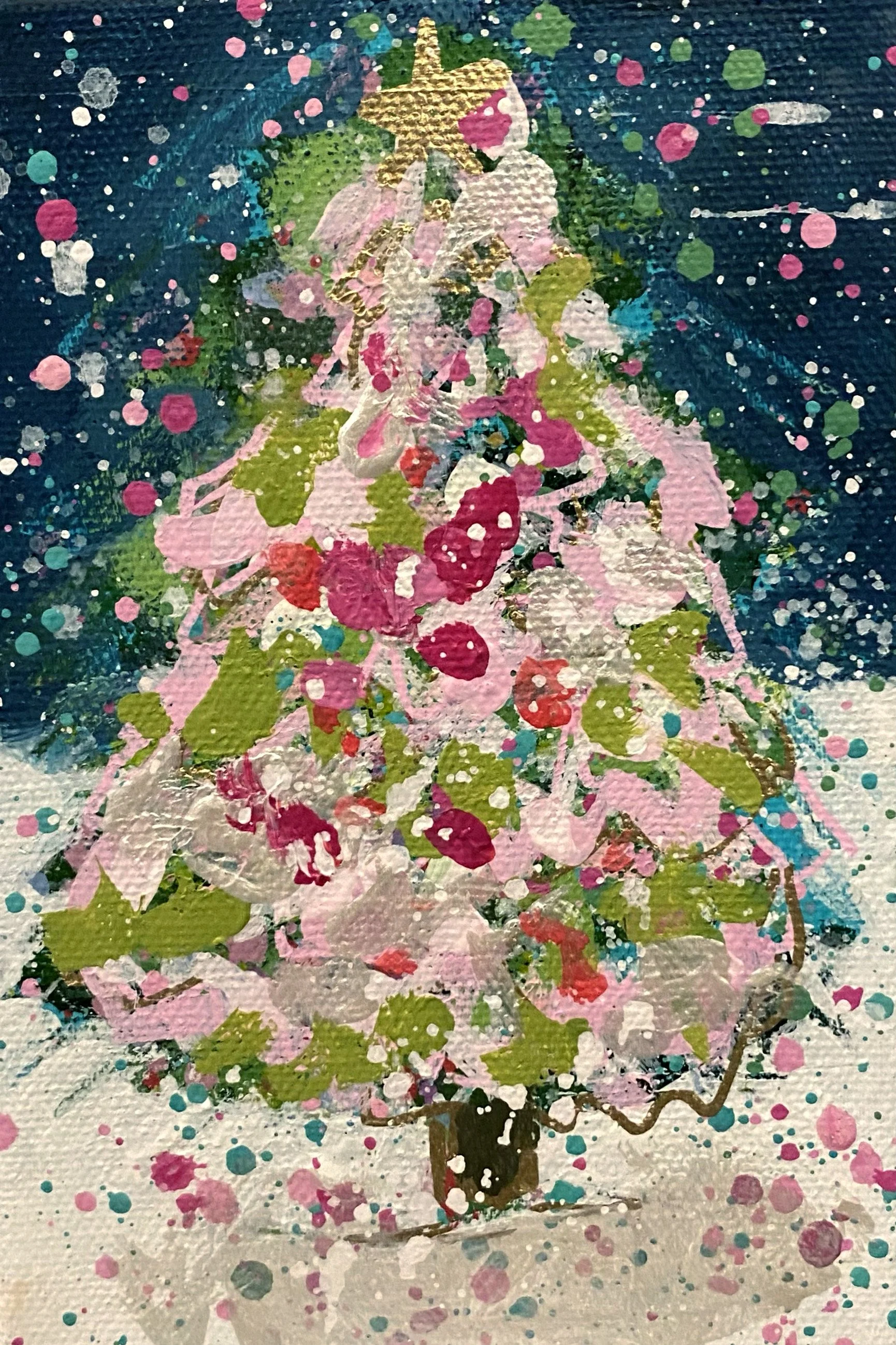 Winter Trees 06, 4x6 original painting on canvas