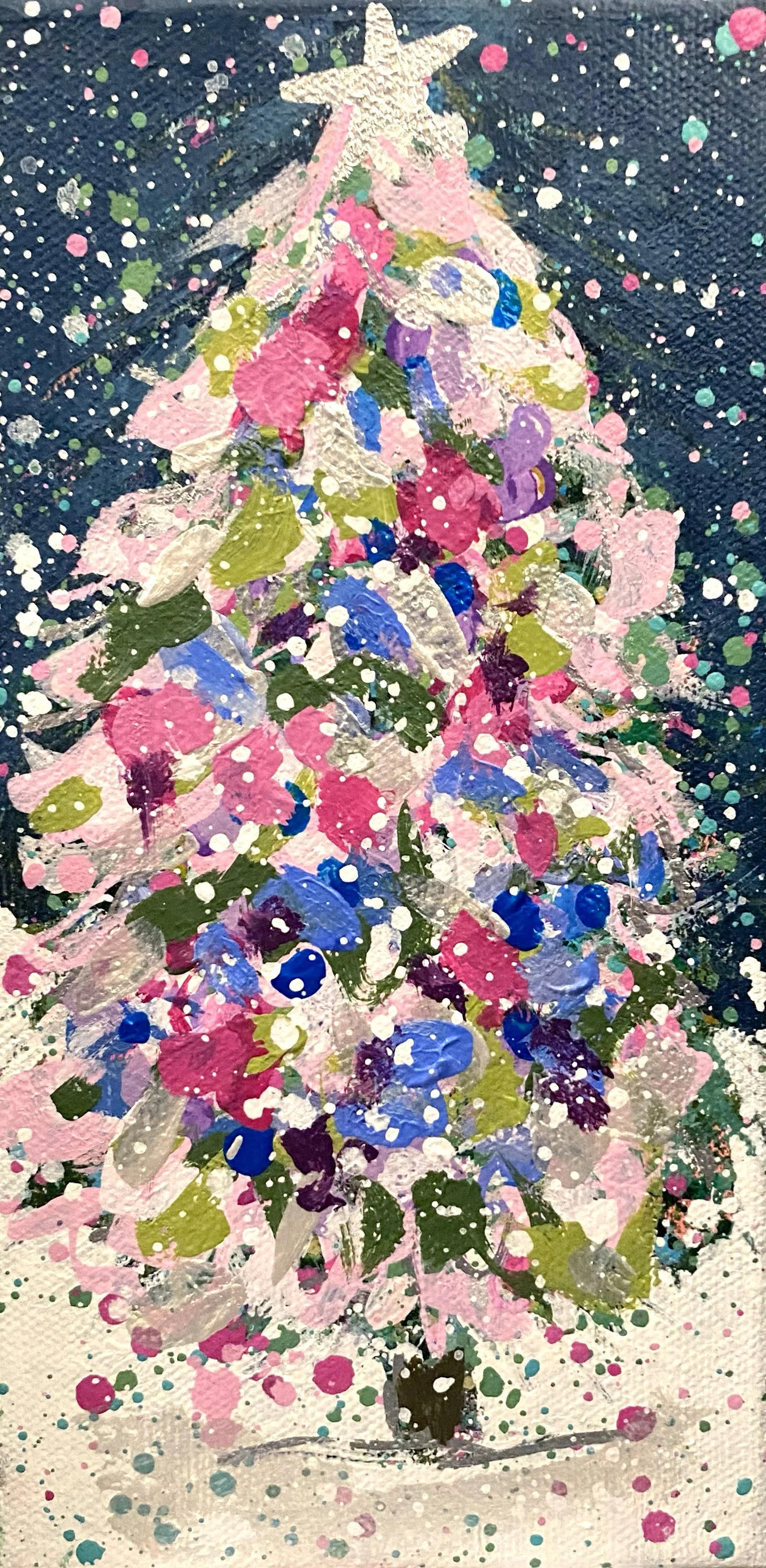 Winter Trees 02, 4x8 original painting on canvas