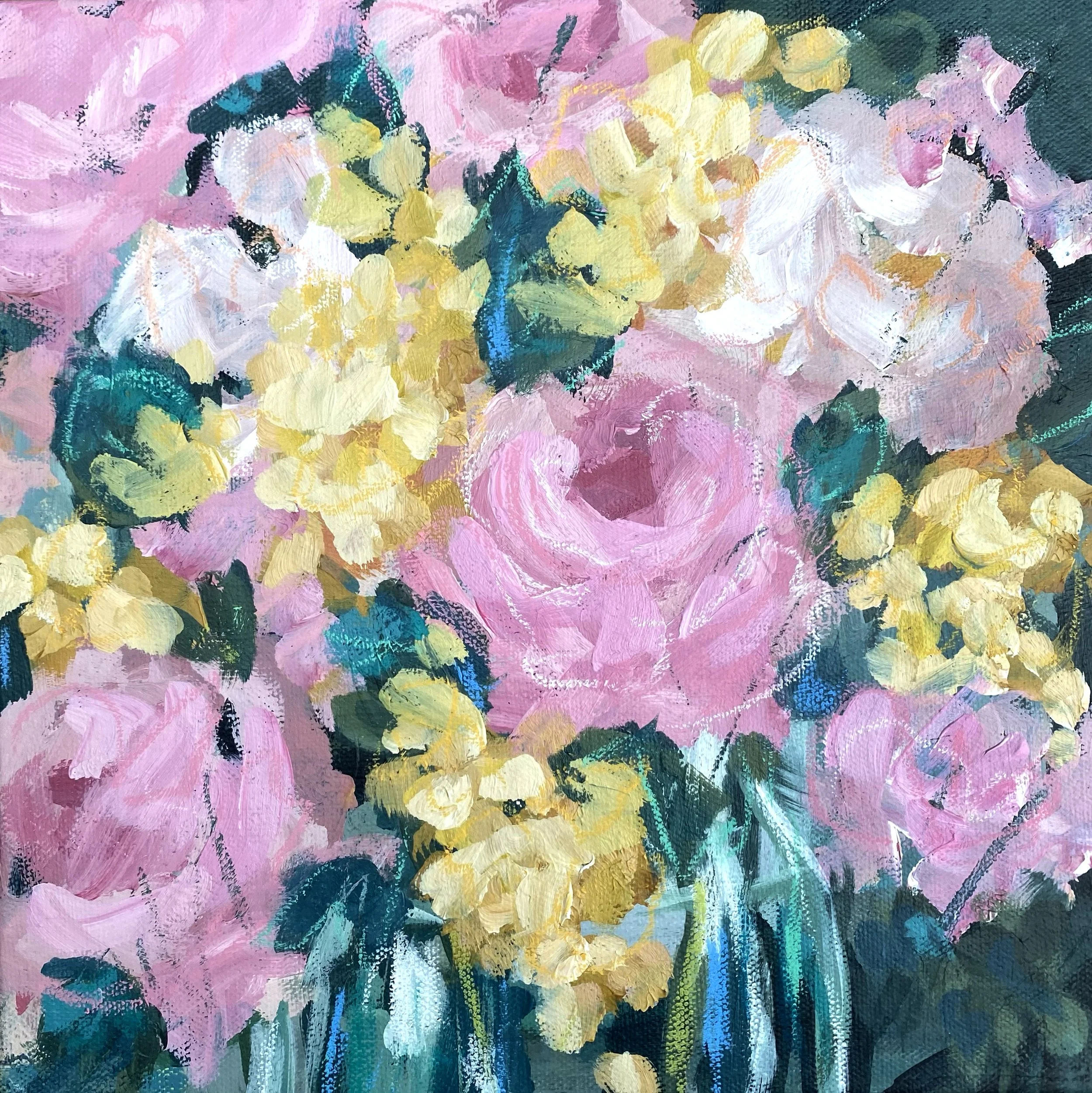 Blush & Bloom 10x10" original painting on canvas