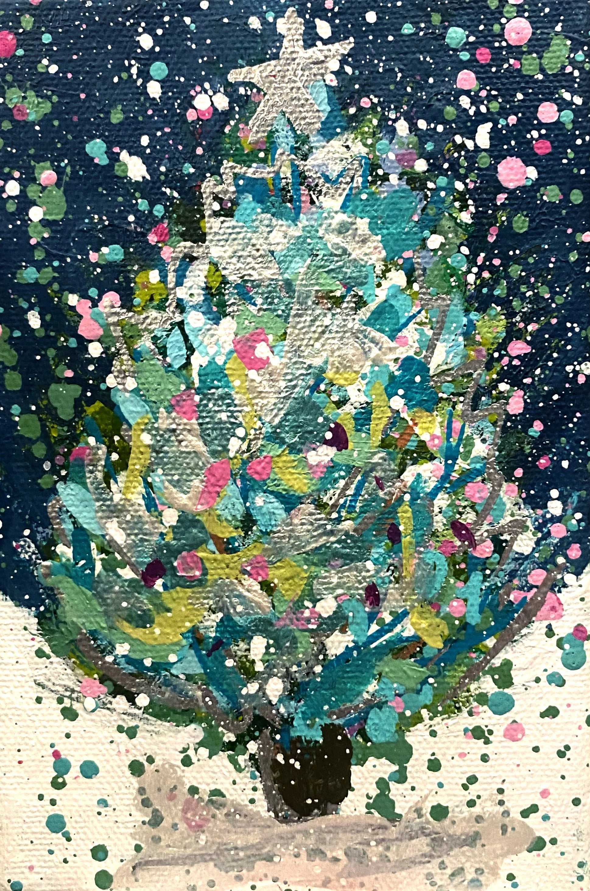 Winter Trees 17, 4x6 original painting on canvas