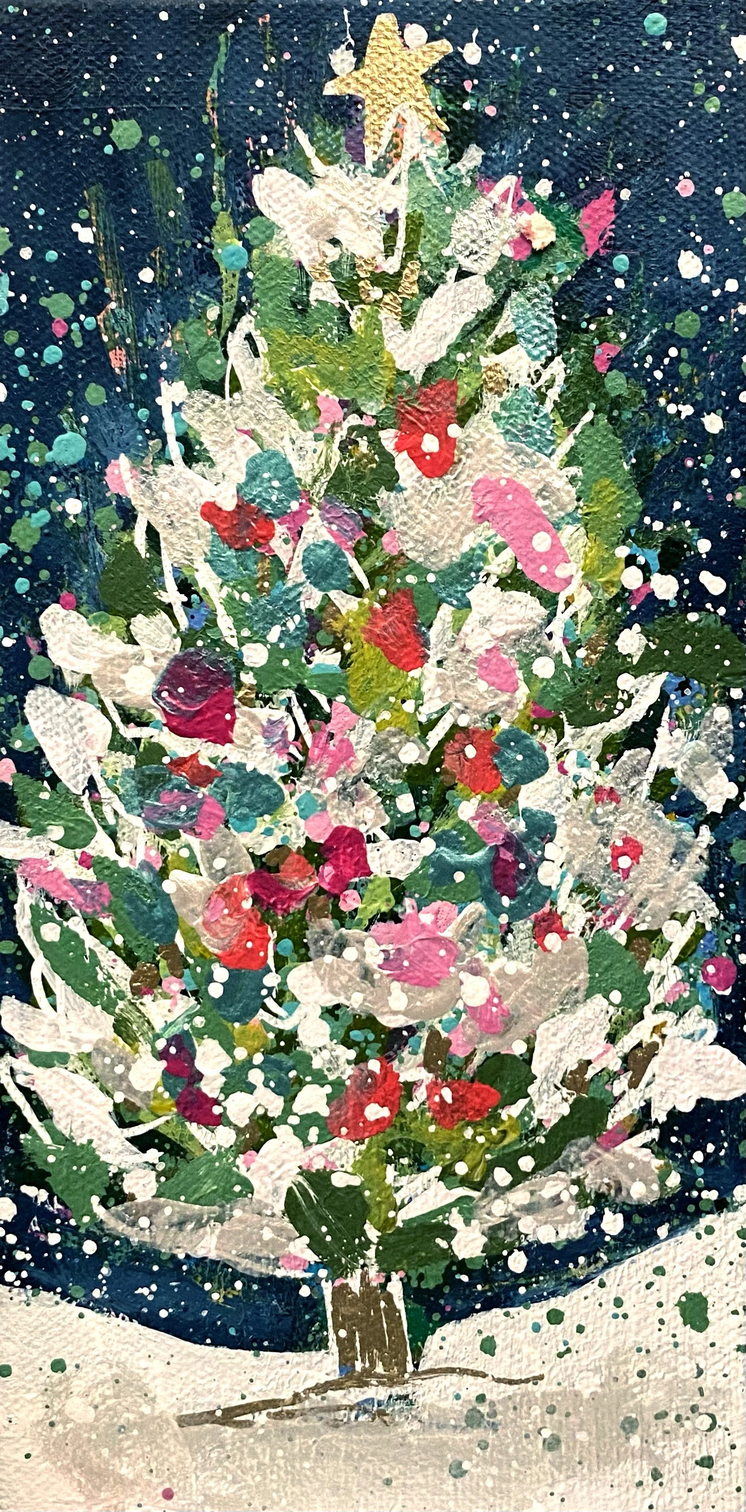 Winter Trees 01, 4x8 original painting on canvas