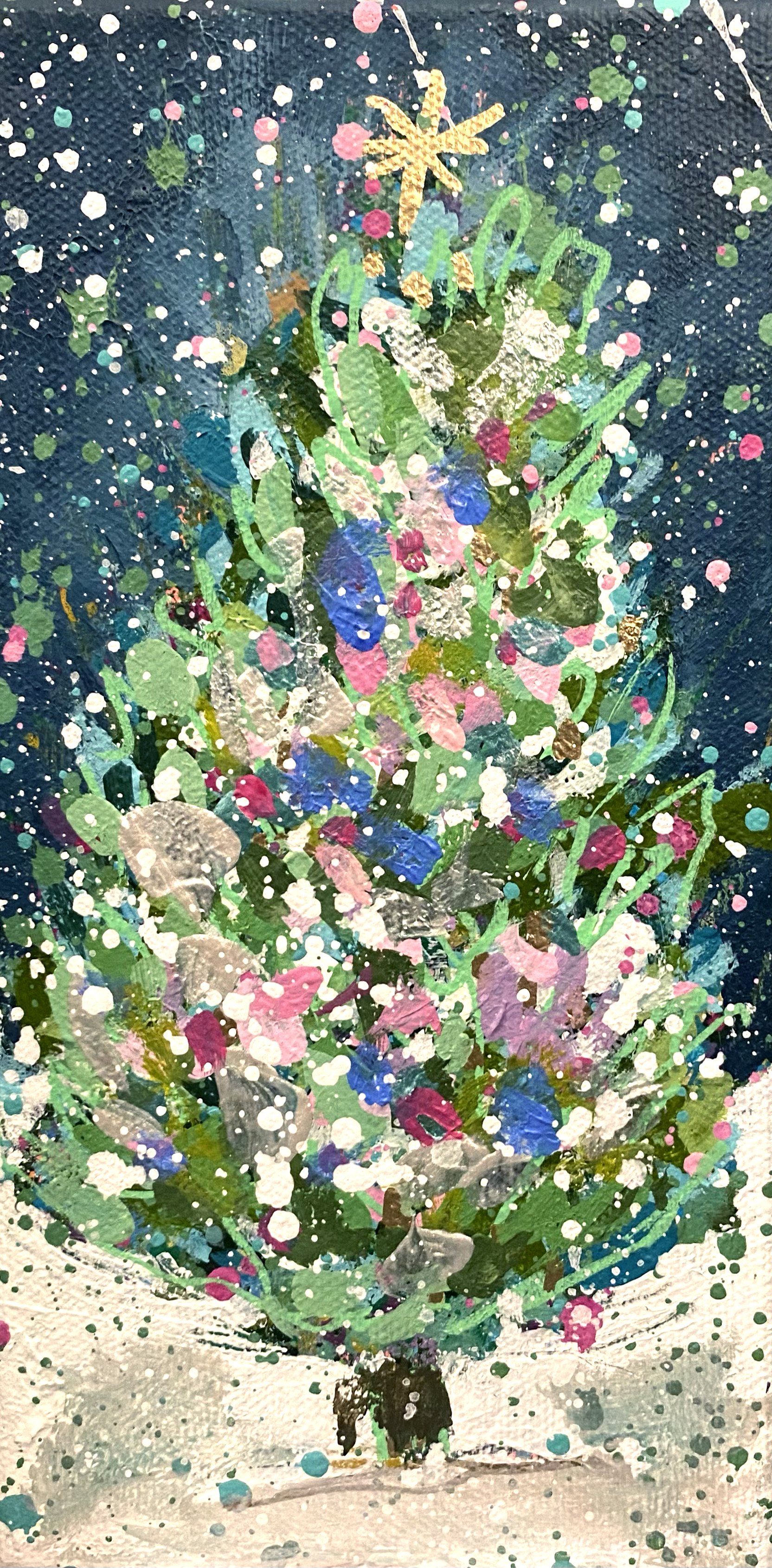 Winter Trees 04, 4x8 original painting on canvas