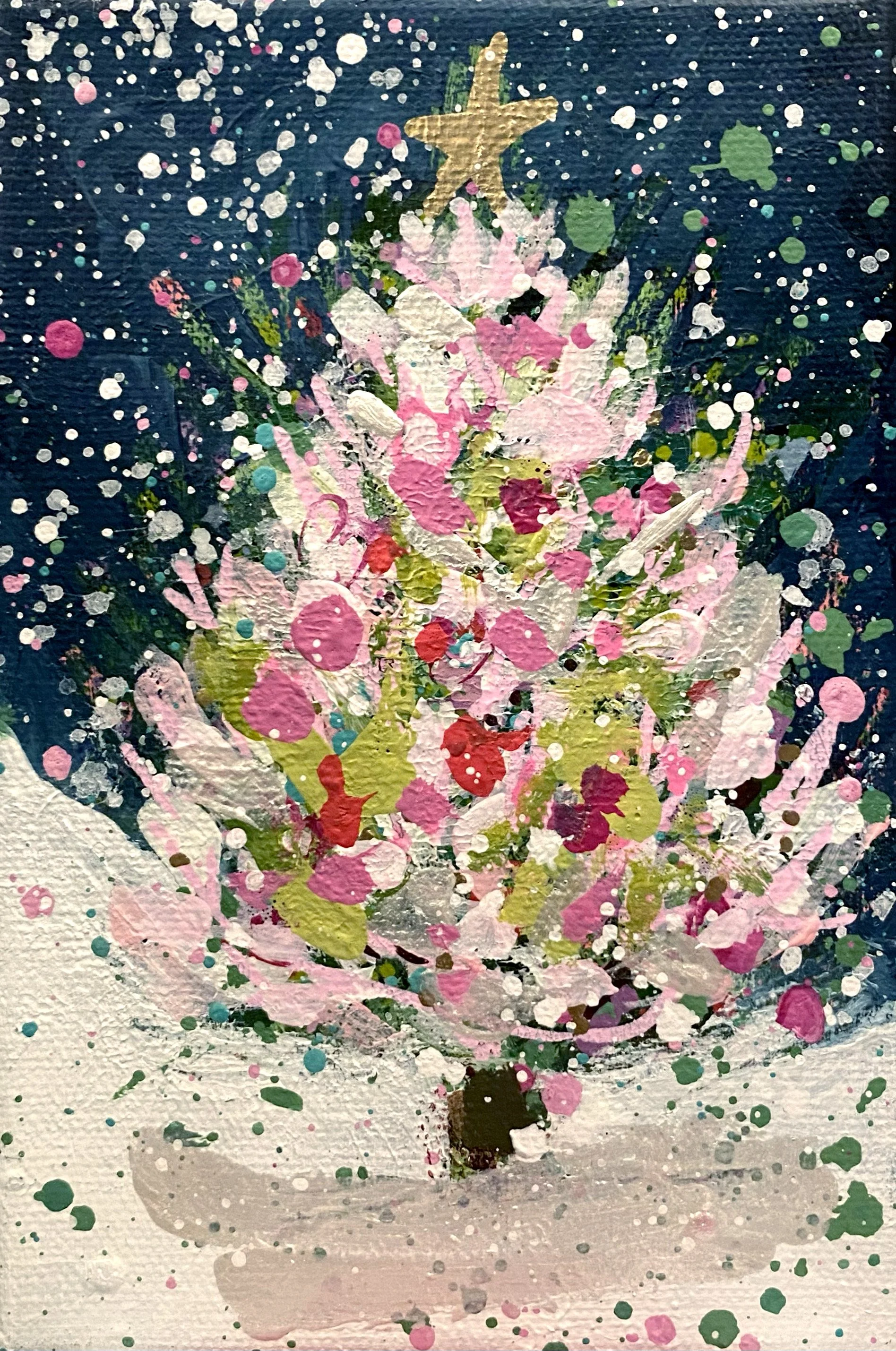 Winter Trees 15, 4x6 original painting on canvas