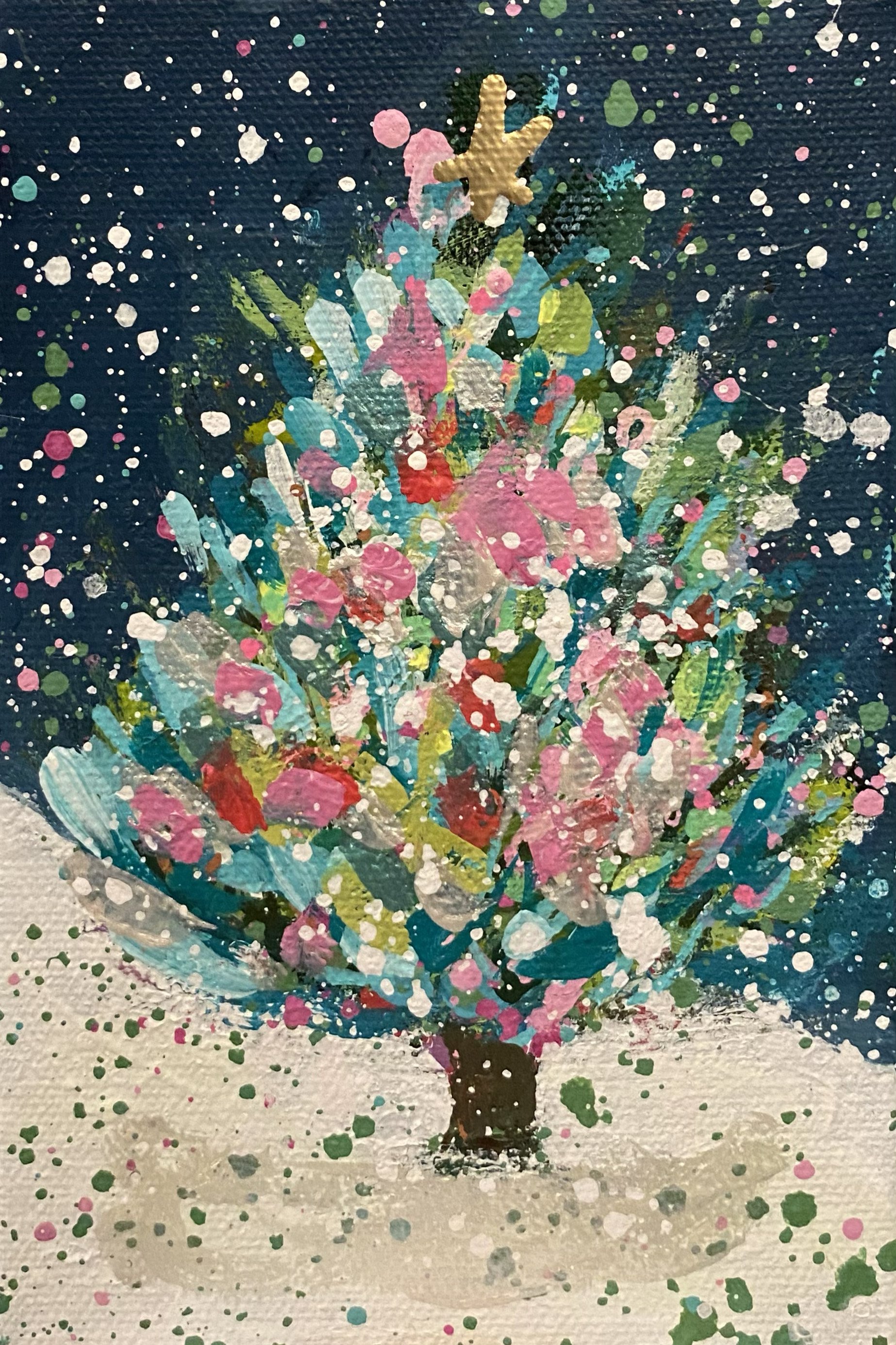 Winter Trees 13, 4x6 original painting on canvas