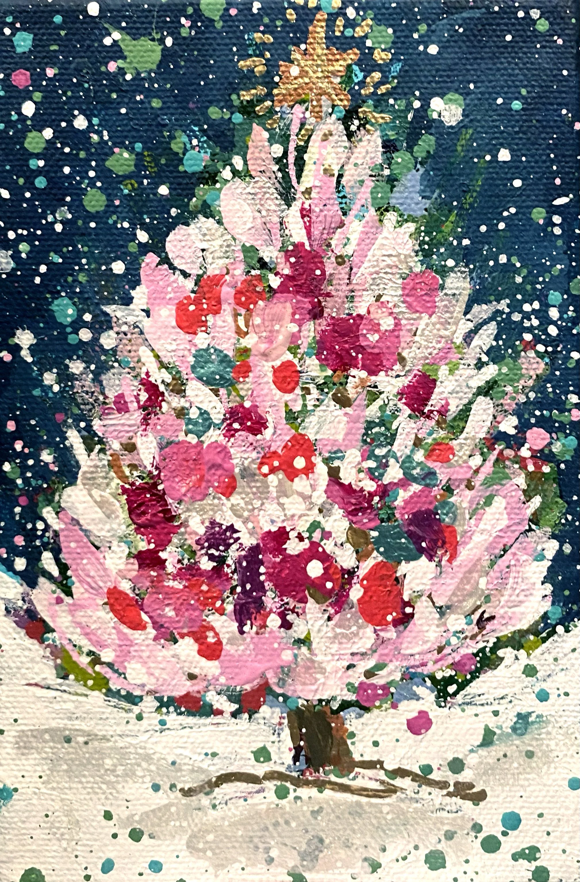 Winter Trees 09, 4x6 original painting on canvas