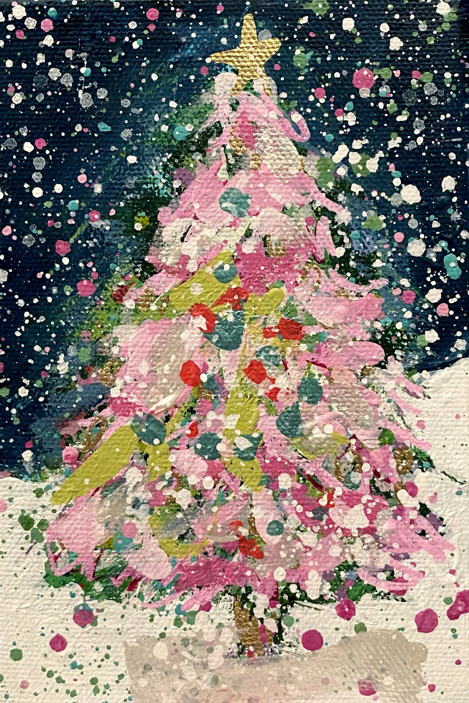 Winter Trees 14, 4x6 original painting on canvas