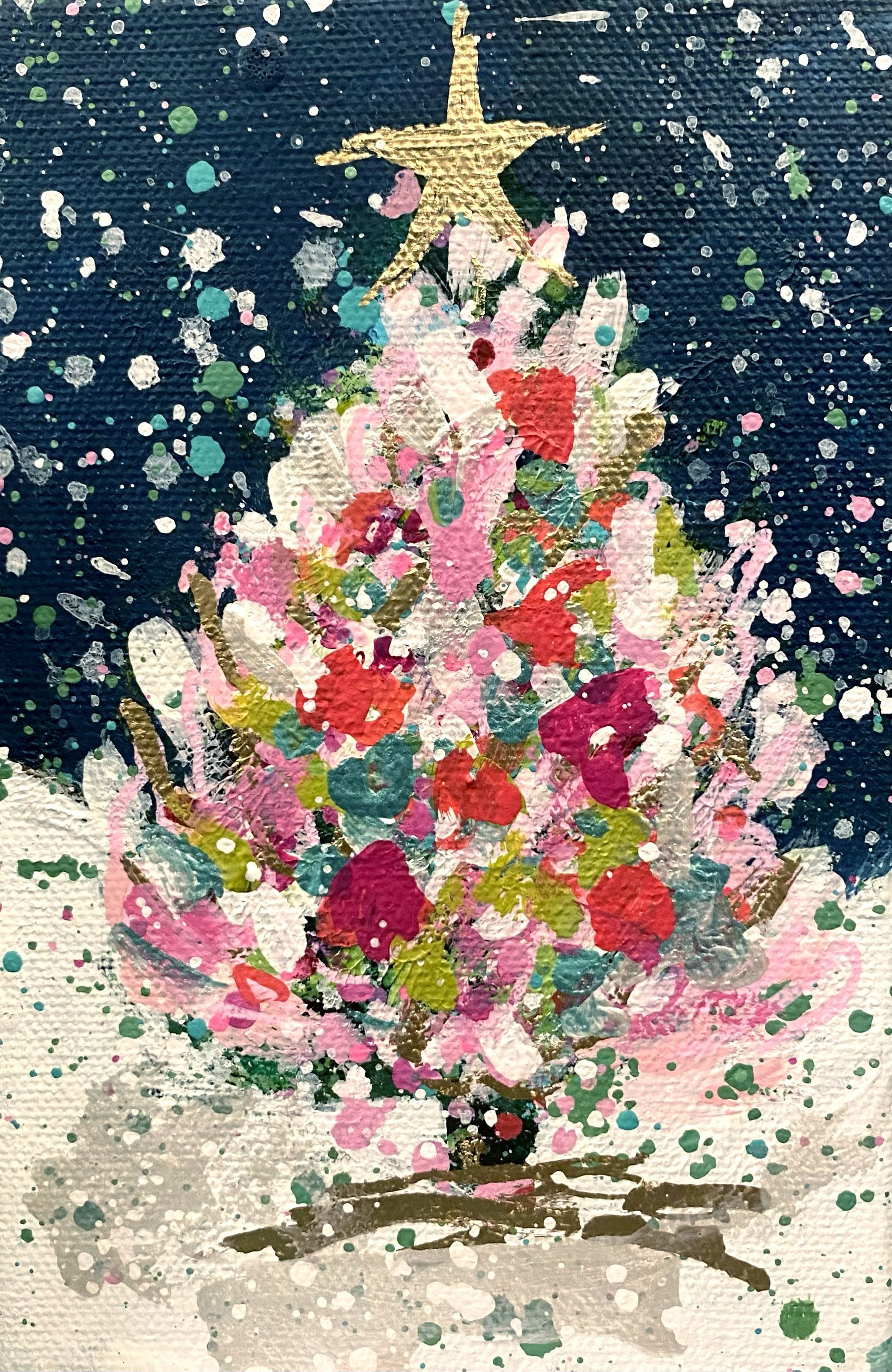 Winter Trees 10, 4x6 original painting on canvas