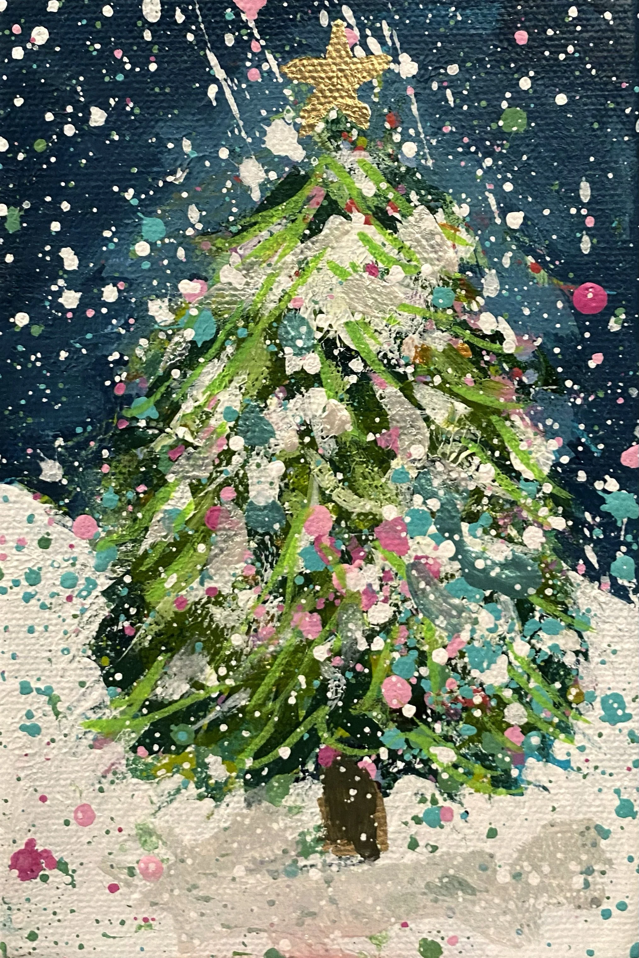 Winter Trees 20, 4x6 original painting on canvas