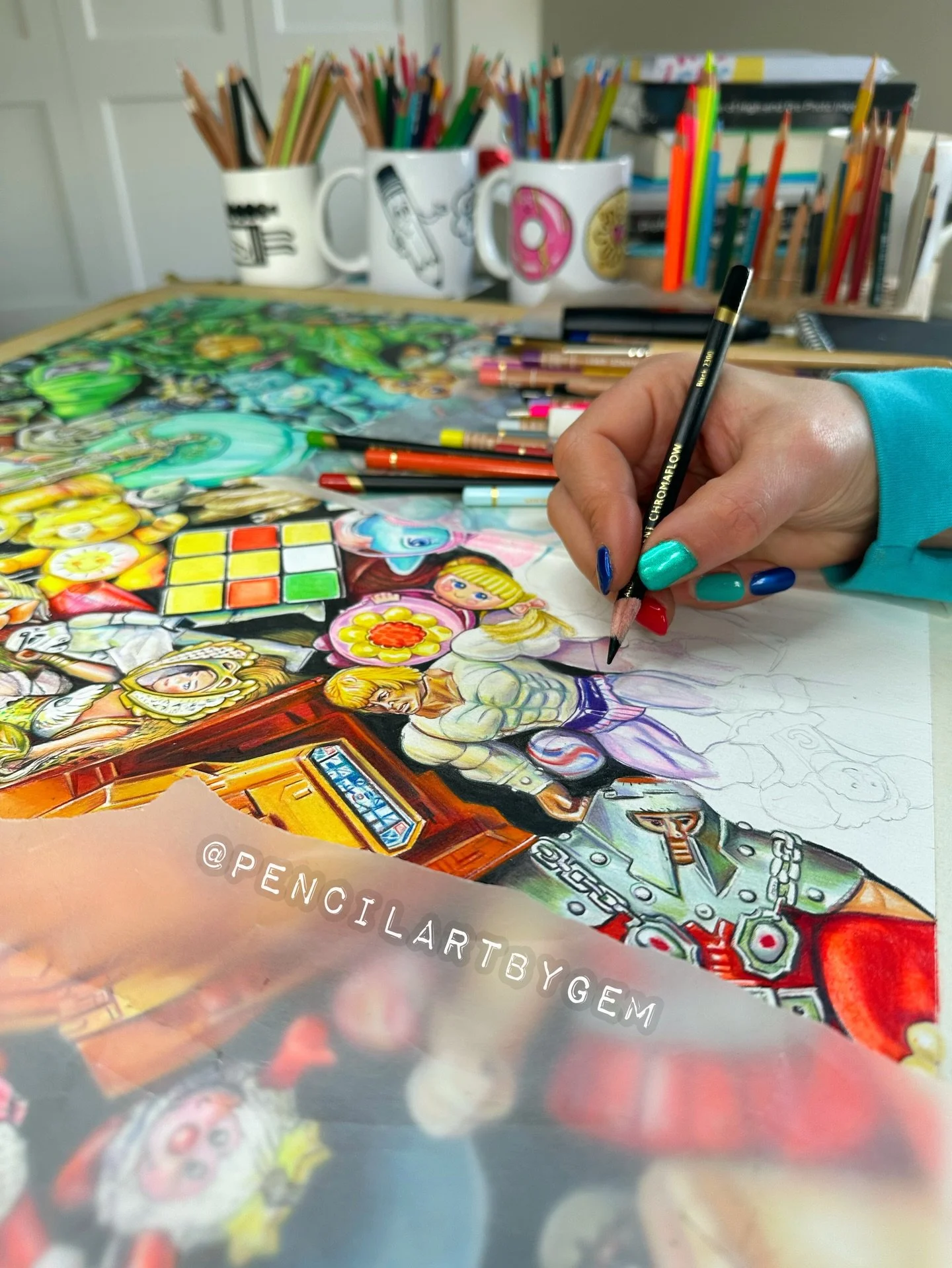 My 80&rsquo;s inspired drawing is coming along!! The end is in sight!! Please pop your name on my newsletter list if you want to be the first to know when it&rsquo;s finished - I&rsquo;ll do a limited edition run of prints too. Click on the link tree