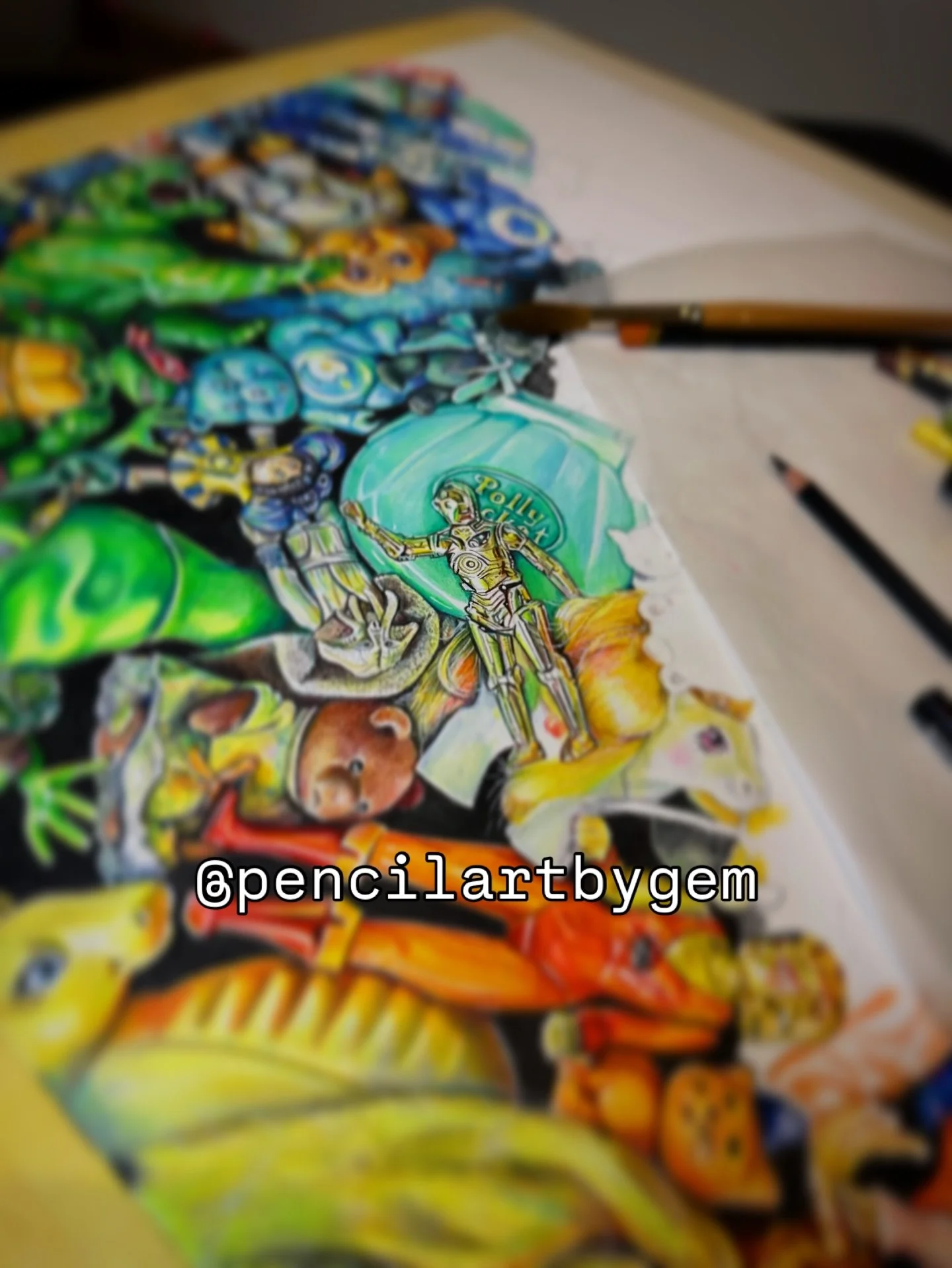 Here&rsquo;s a sneak preview of a little portion of my 80&rsquo;s inspired piece I&rsquo;ve been working on for a few years now. I&rsquo;m so exciting to one day finish it (hopefully soon ish) 
Just thought I&rsquo;d give you a little teaser.

#80s #