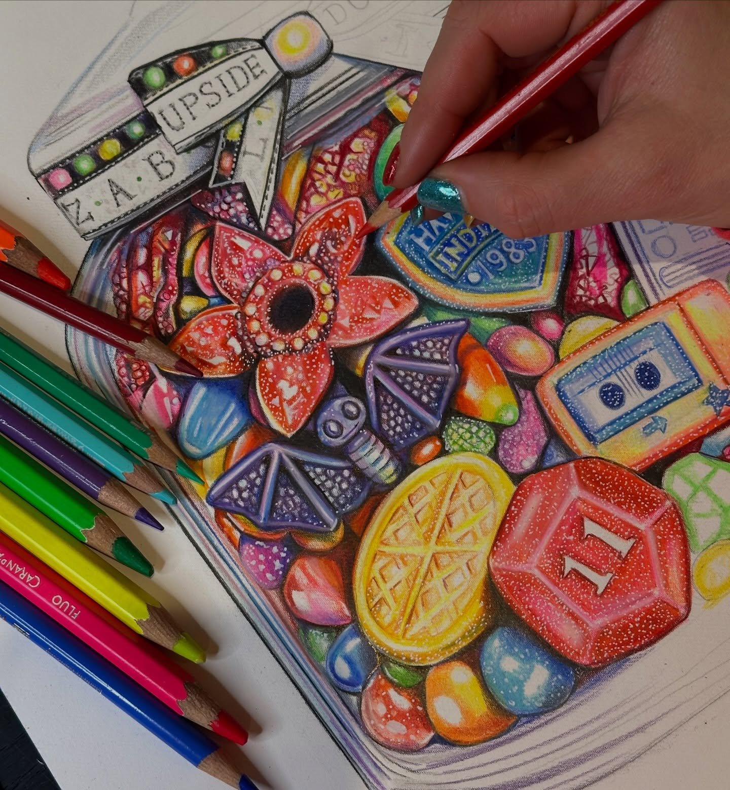 This piece is bringing me so much joy to create! Making up the details as I go and filling my eyes with all the best colours. I&rsquo;ve had some interest from buyers in this one all ready. If you would like to be in with a chance of getting your han