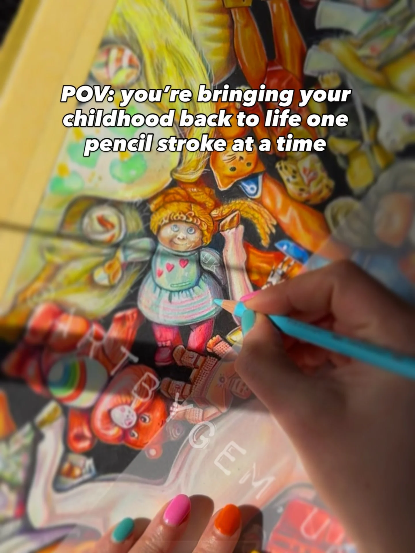 I didn&rsquo;t expect this piece to feel so emotional while I was working on it&hellip; but with every layer of colour, more memories kept surfacing.

The feeling of sitting on the carpet.

Choosing which toy mattered most that day.

Losing hours in 