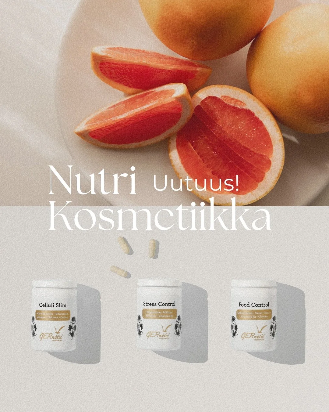 GERn&eacute;tic Natur Diet nutrikosmetiikkalinja &ndash; uusi n&auml;k&ouml;kulma kokonaisvaltaiseen ihonhoitoon 🍊

Laboratoires GERn&eacute;tic Synthese tekee uraauurtavaa tutkimusta ravinnon, gerontologian ja genetiikan parissa. Sarjan perustaja, 