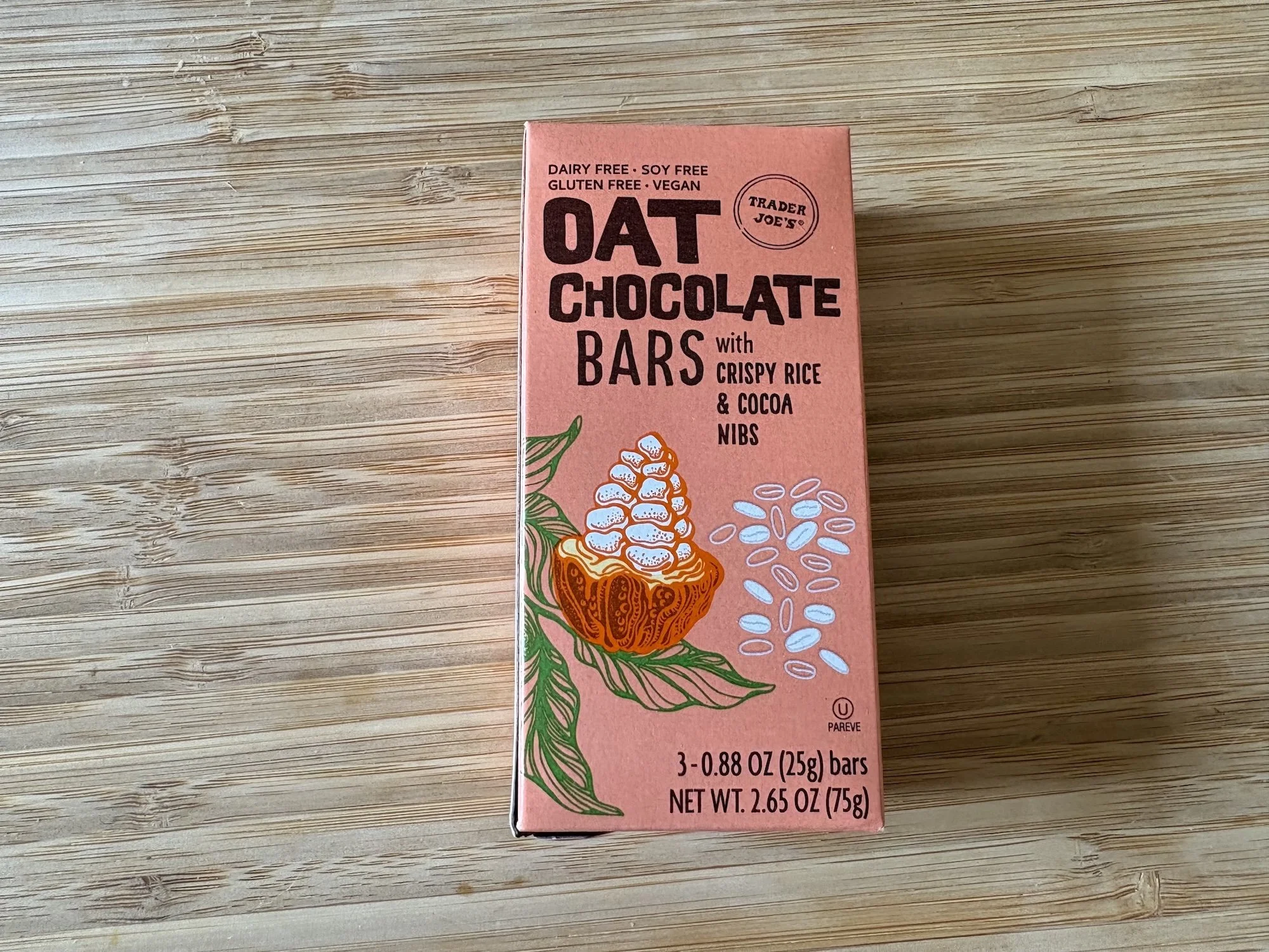 Oat Chocolate Bars with Crispy Rice and Chocolate Nibs