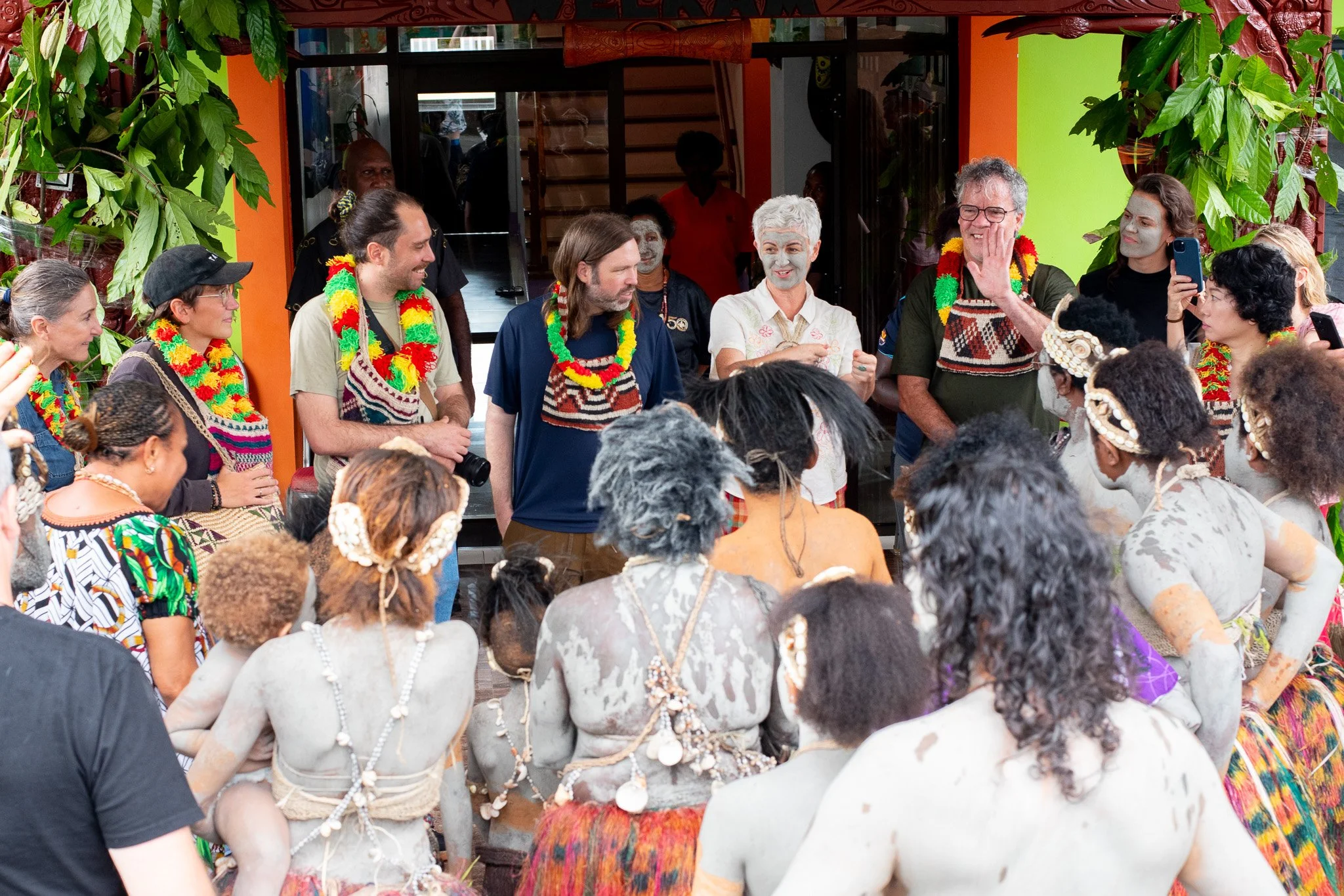 Group welcome at The Village Inn hotel in Wewak