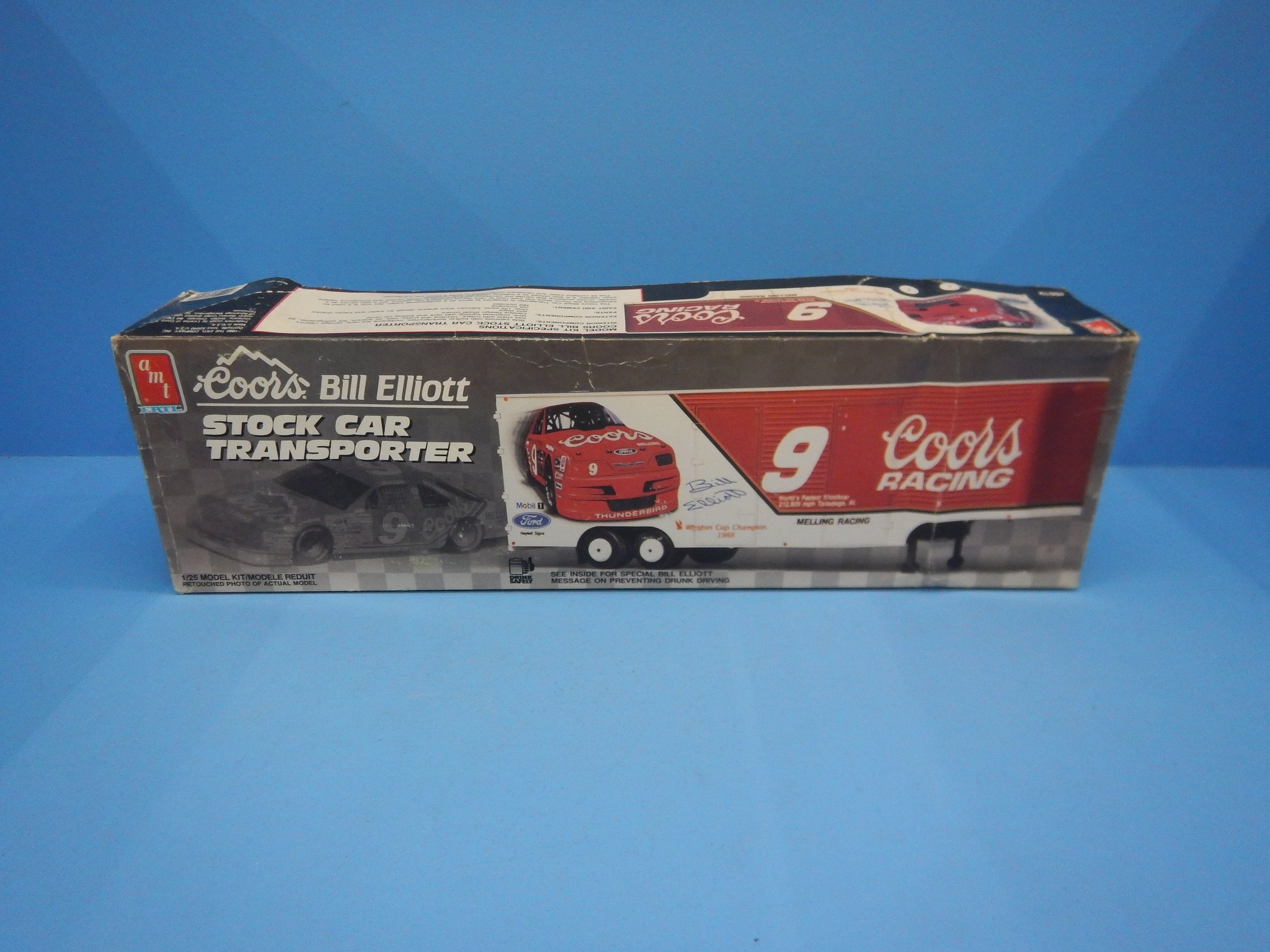 COORS BILL ELLIOTT STOCK CAR TRANSPORTER TRAILER, OPEN BOX, INVENTORY MOVED, 6019OBTS