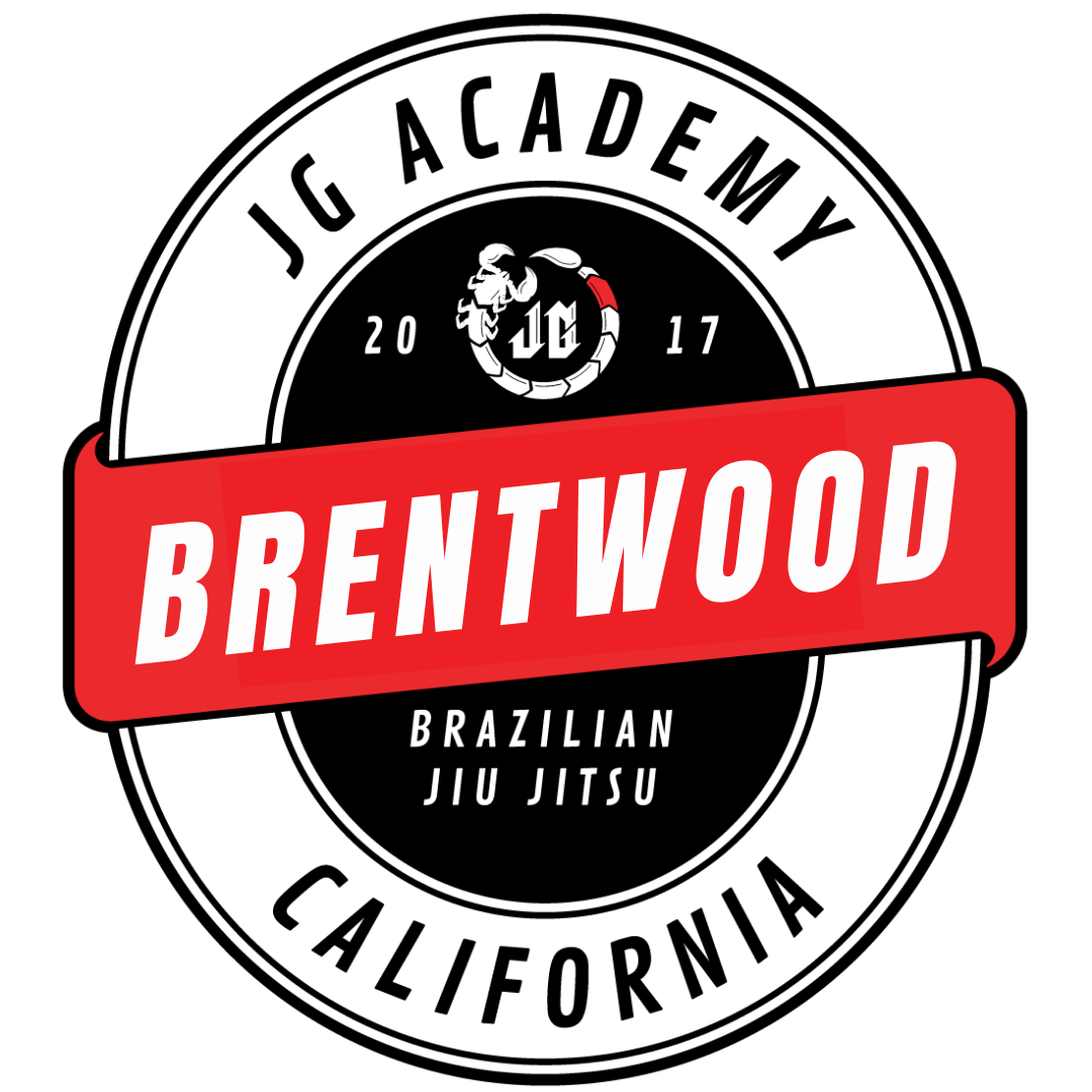 Logo for Brentwood Brazilian Jiu Jitsu academy in California, featuring a black, white, and red color scheme, with a circular design and the year 2017.