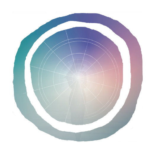 A colorful, abstract circular pattern with a white broken ring in the center, resembling a stylized data visualization or artistic design.