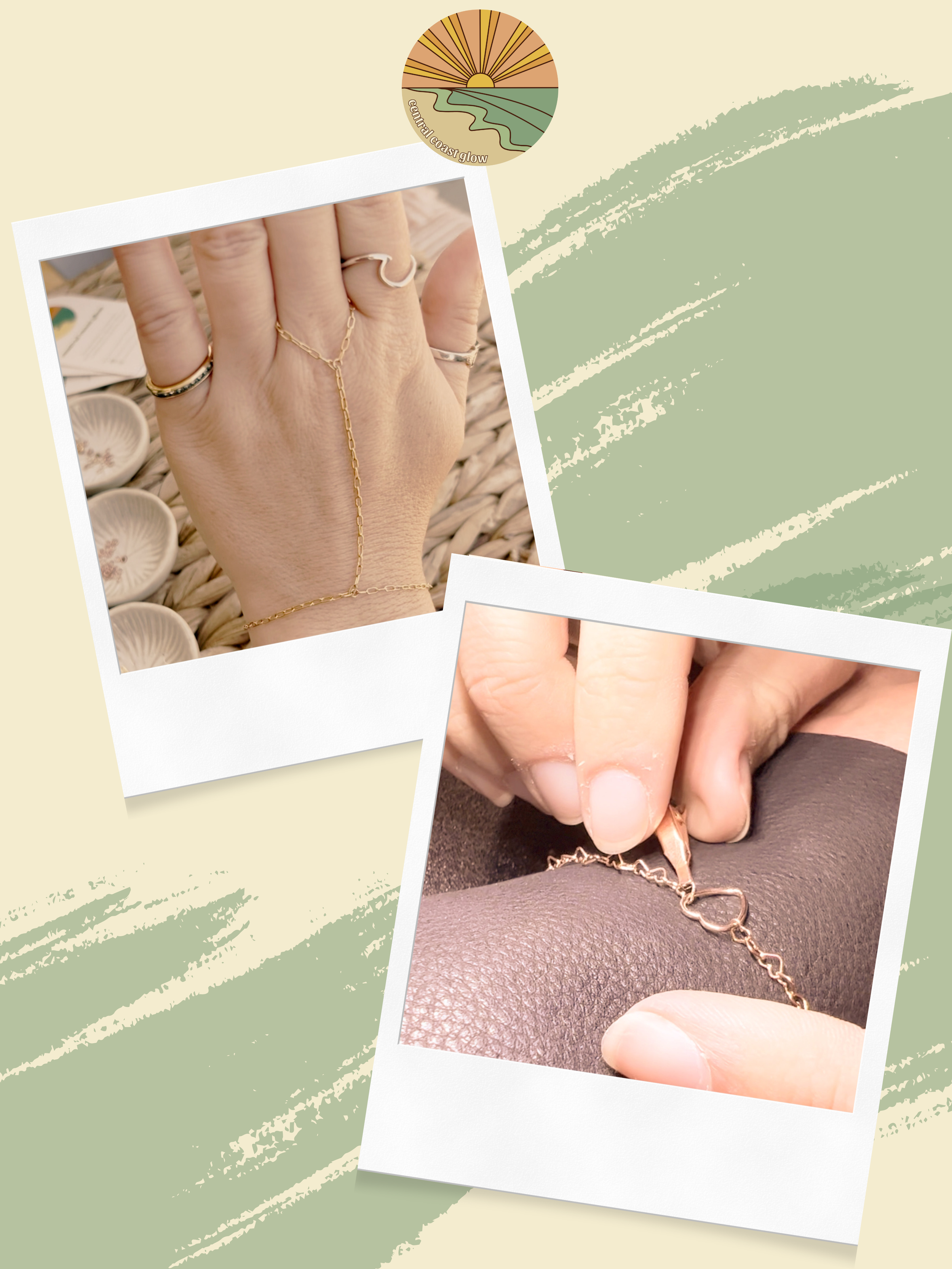 Central Coast Glow permanent jewelry - hand chain & heart charm