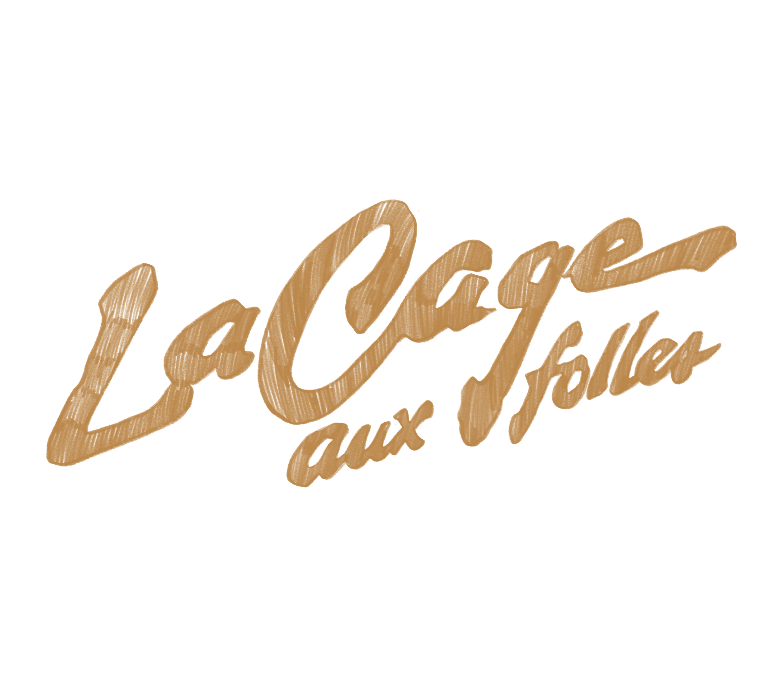 Logo for La Cabaña aux Folies, featuring stylized text in brown on a black background.