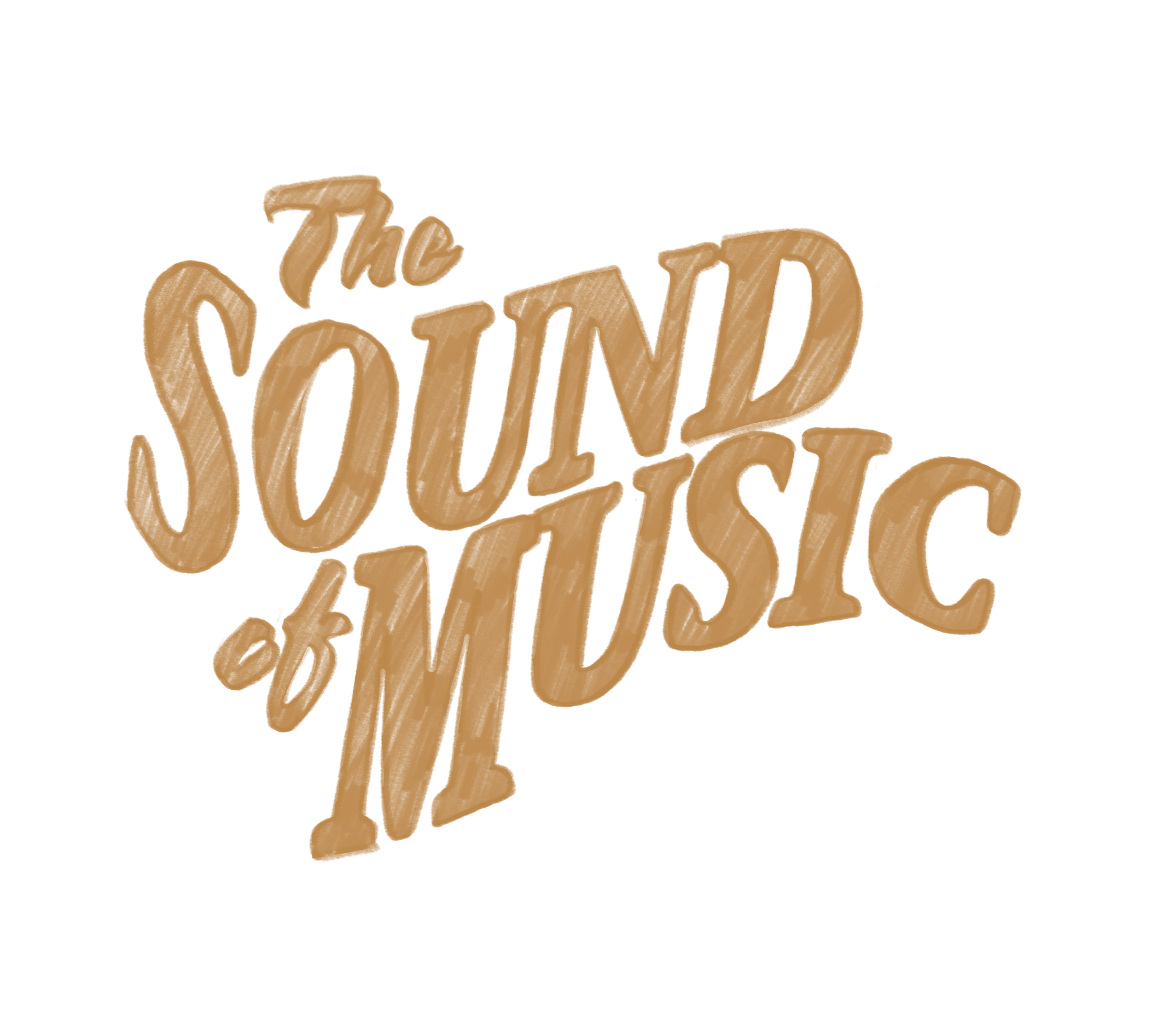 A wooden sign with the words "The OUNTED TUSIC" carved into it.