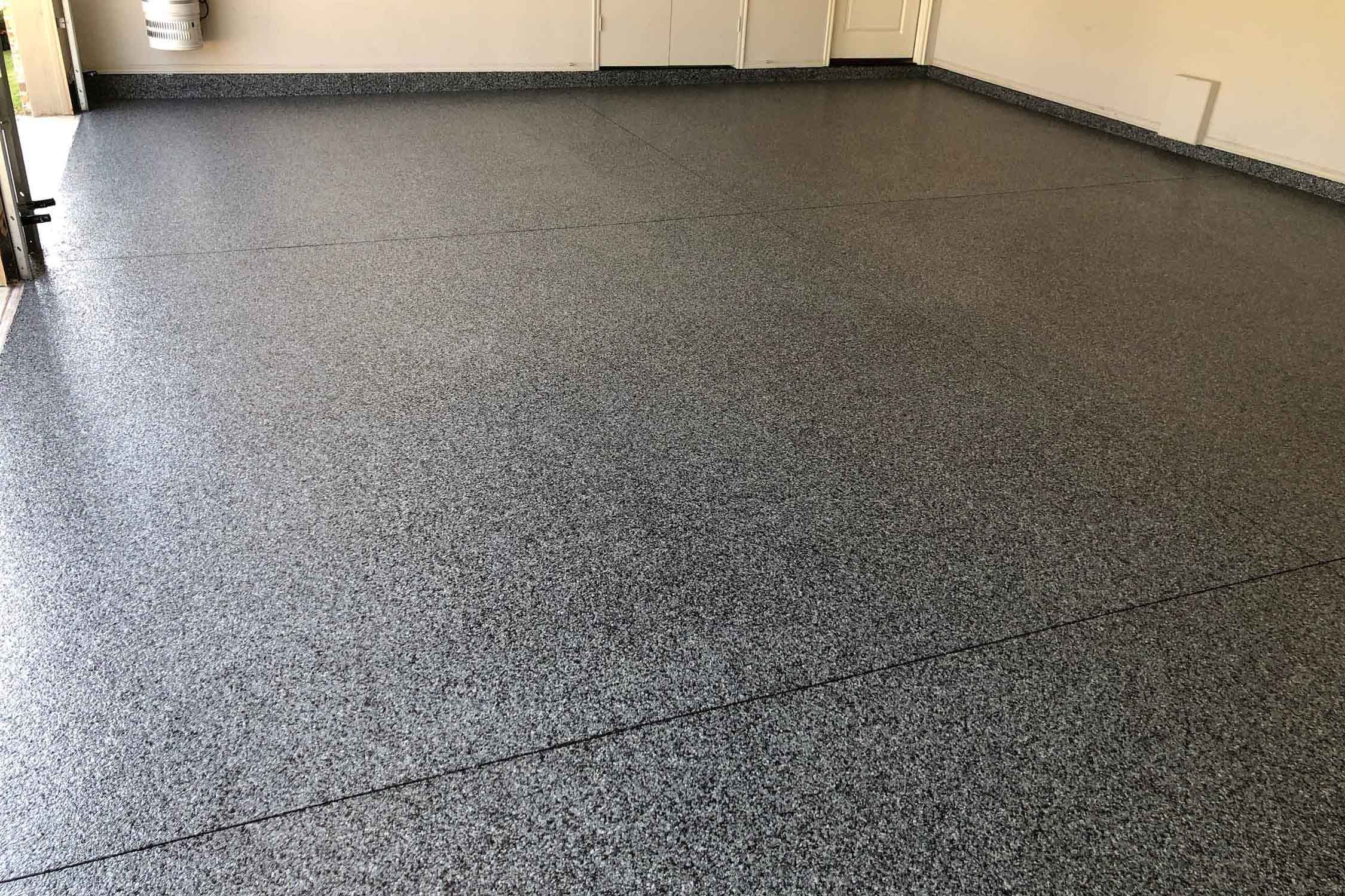  Dark gray epoxy garage floor.  