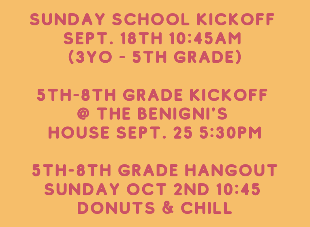 Sunday School THIS WEEK!