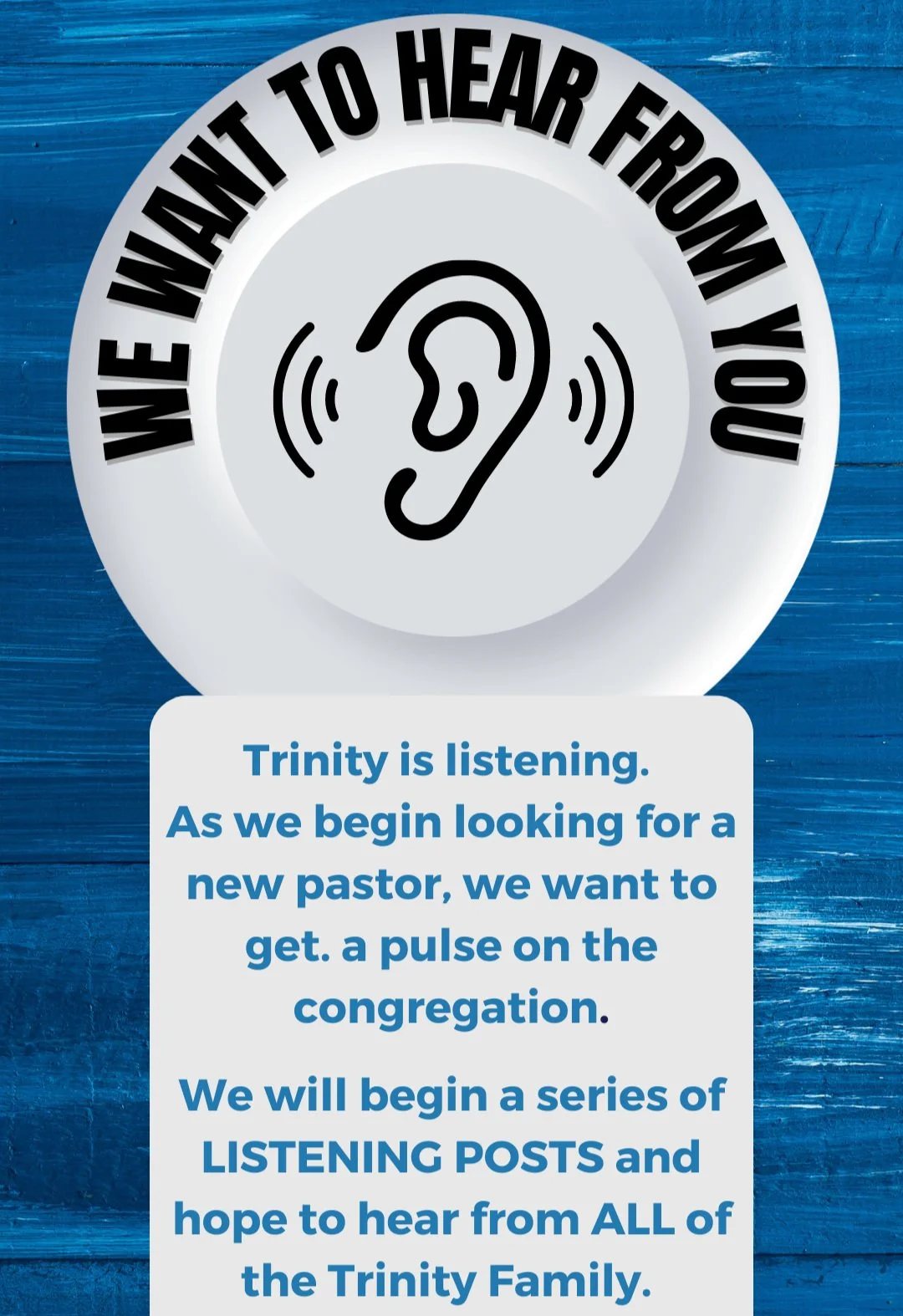 We want to hear from you! (Zoom Option)