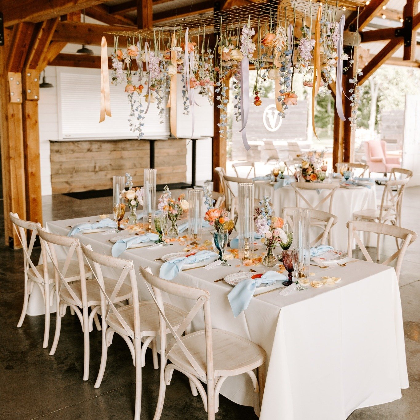 Hanging installations?
Yes &mdash; we do that.

Suspended florals, ribbons, and layered textures bring movement and dimension to a space, creating a statement your guests won&rsquo;t forget.

And as we celebrate Year Ten at Prairie Lane, we&rsquo;re 