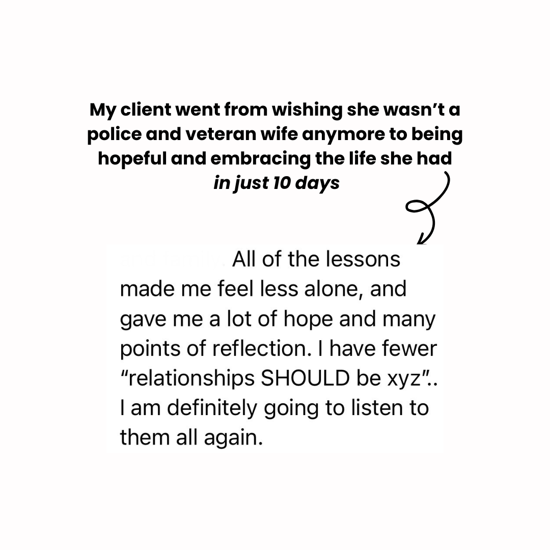 A quote about a client overcoming depression and gaining hope in 10 days, emphasizing lessons learned and reflections that improved relationships.