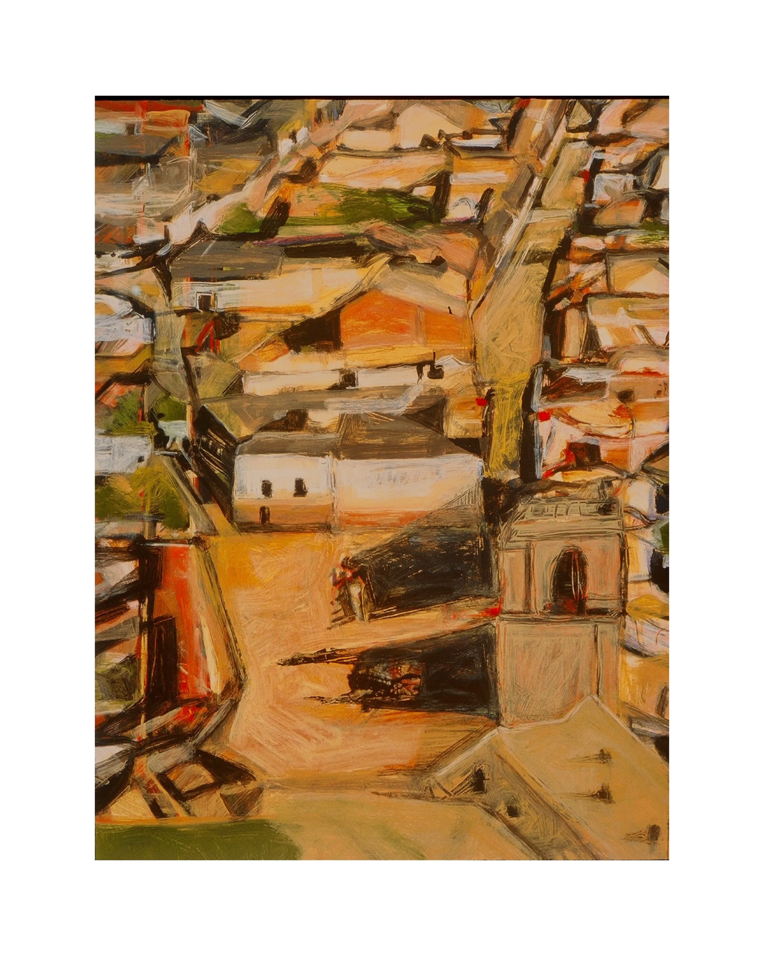 Spanish Plaza, acrylic on paper, 20" x 24" Unavailable