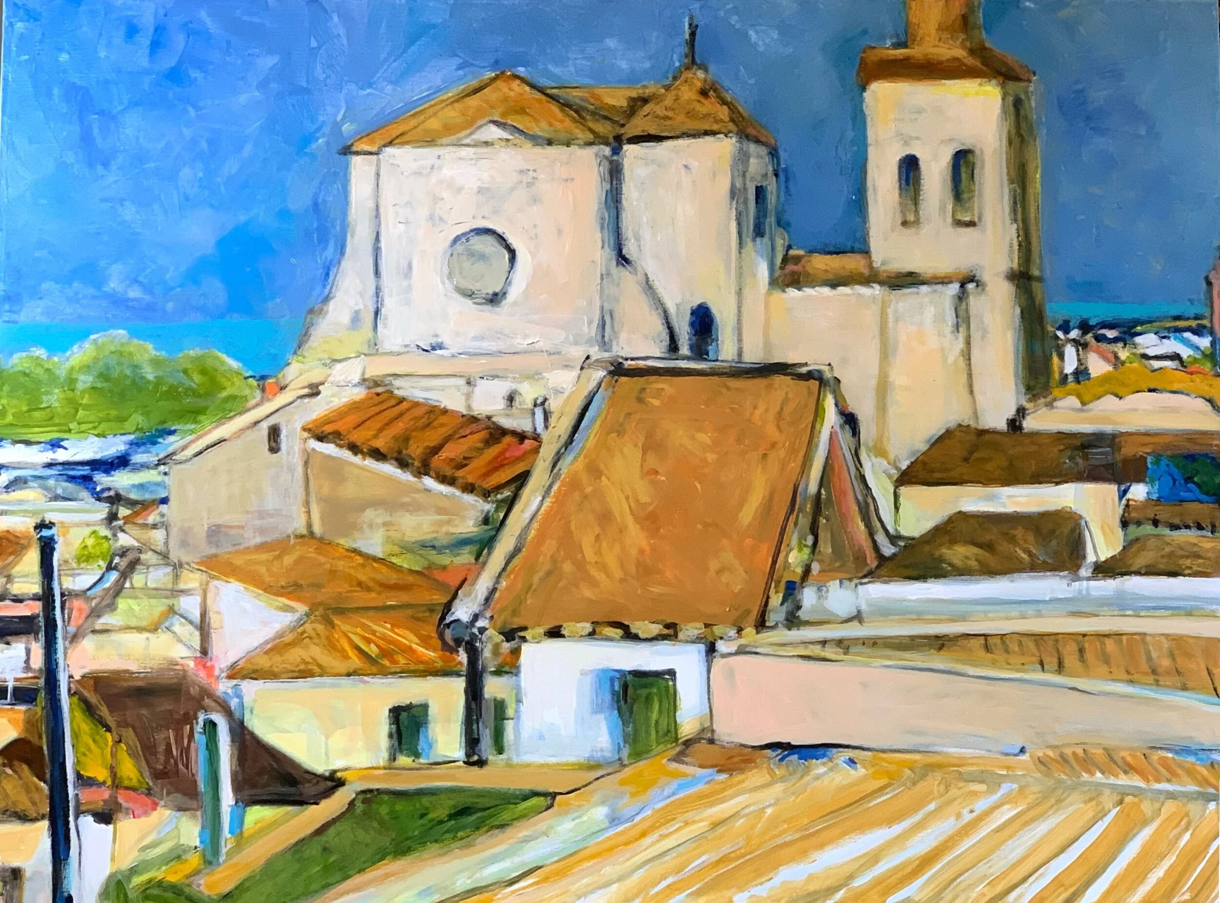 Romanesque Church, Acrylic on Canvas 48" x 36" 