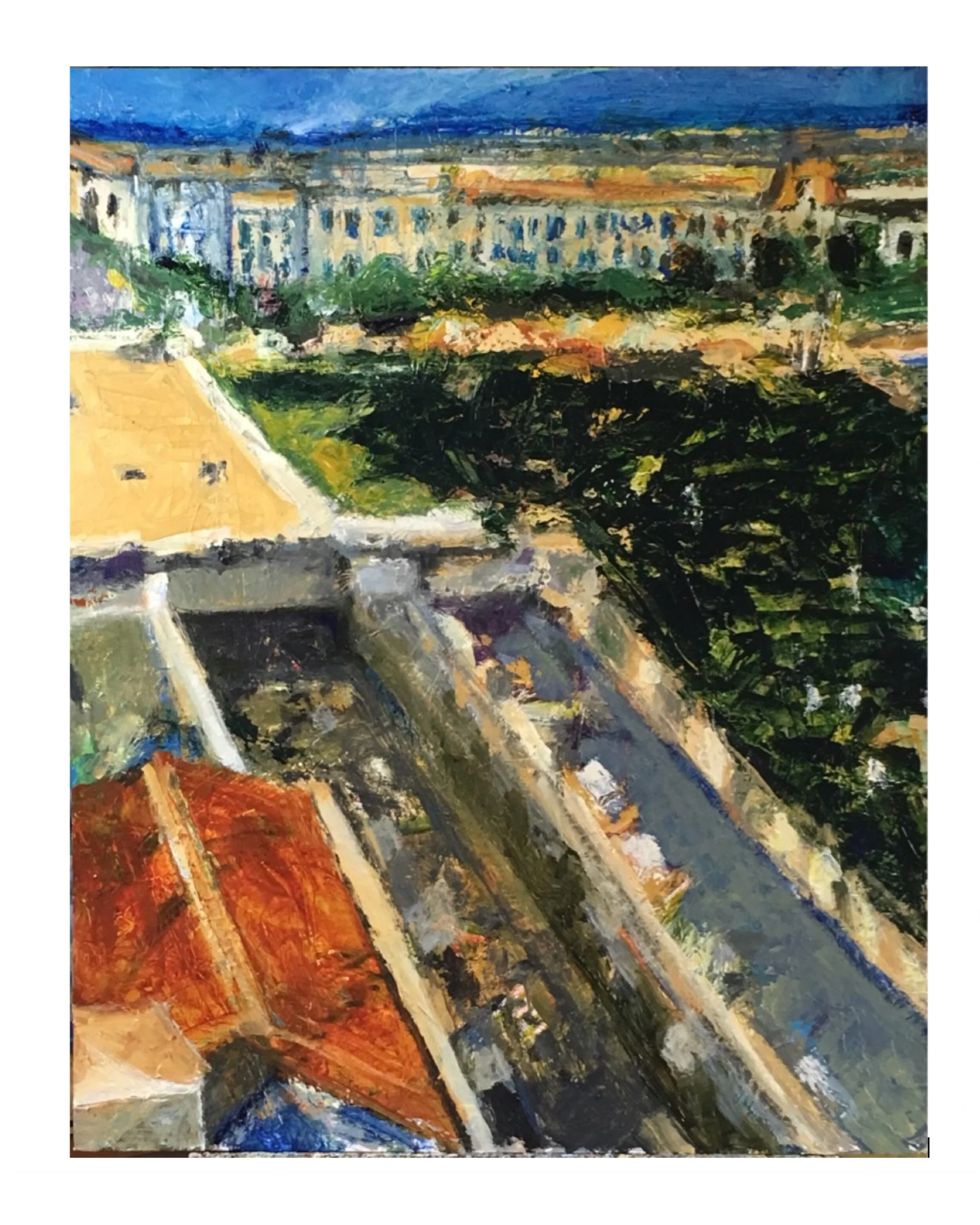 Woods & Underpass Acrylic on Paper 32" x 40" SOLD