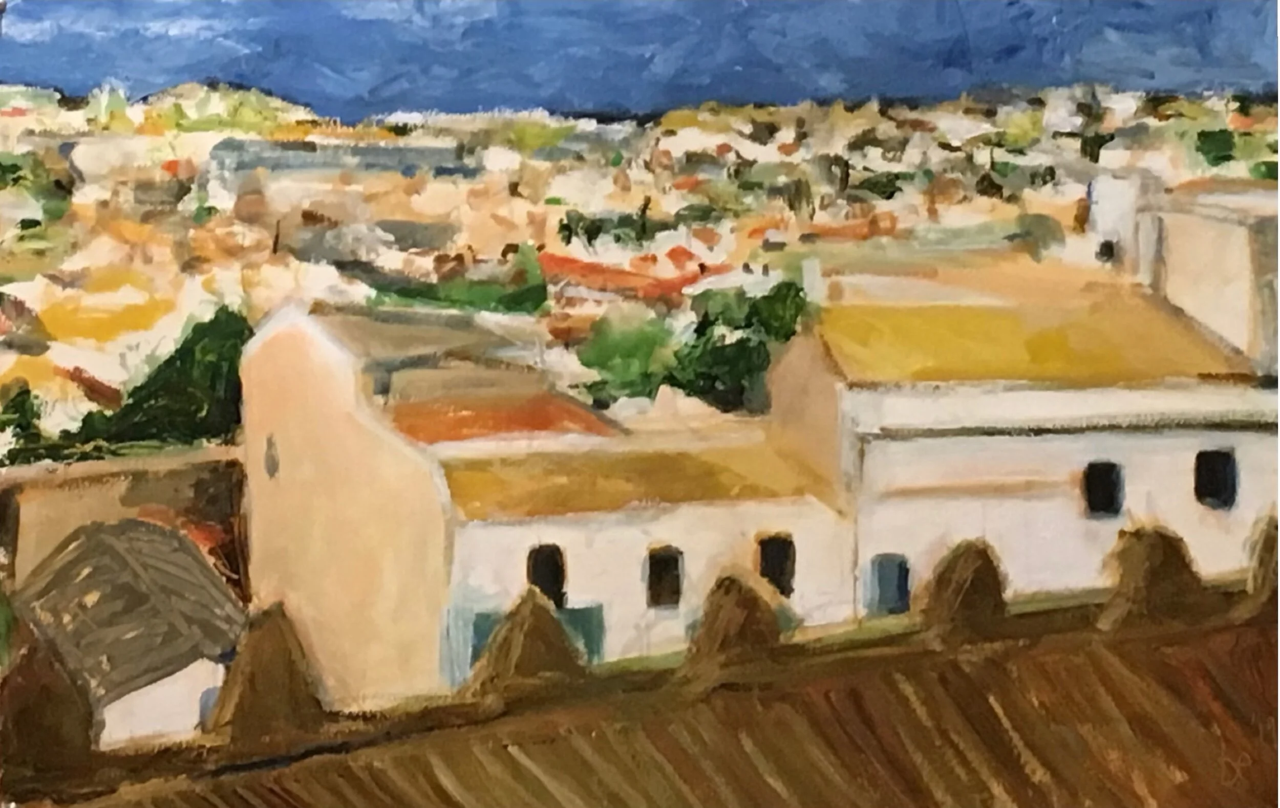Valencia Pueblo, Acrylic on d'Arches Paper 40.5" x 25.2" SOLD