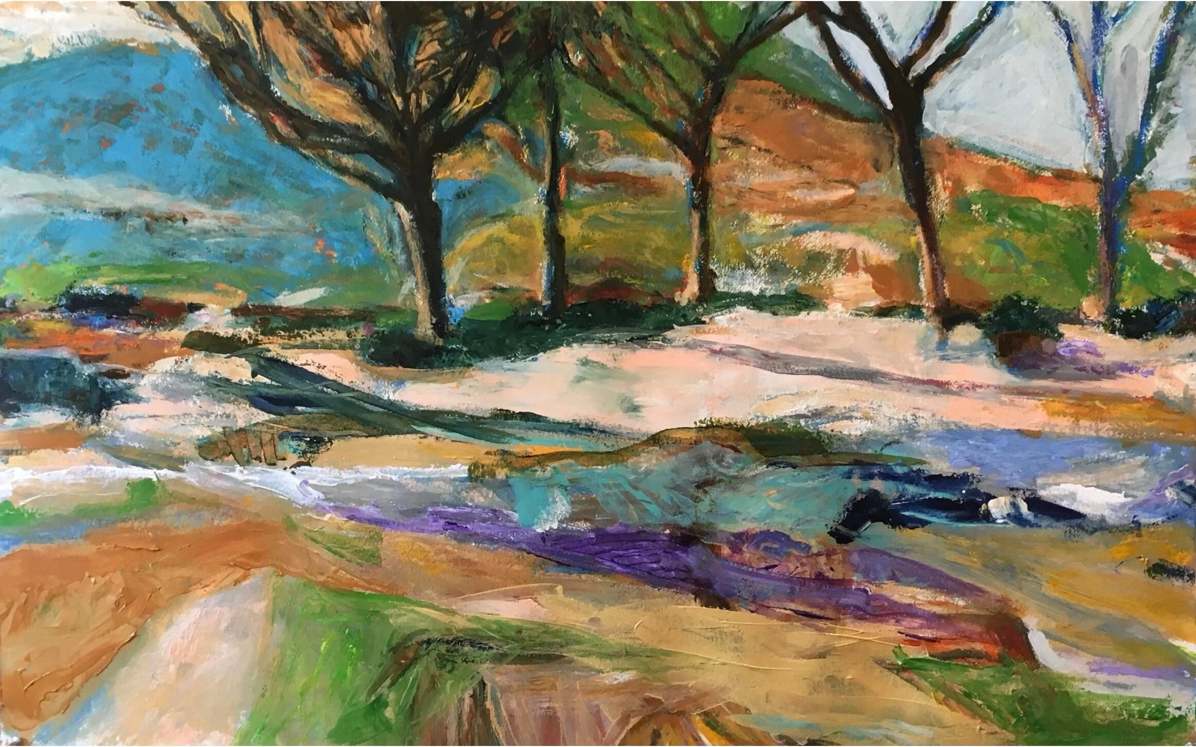 Near Salon de Provence, Acrylic on d'Arches Paper, 40.5" x 25.75" SOLD